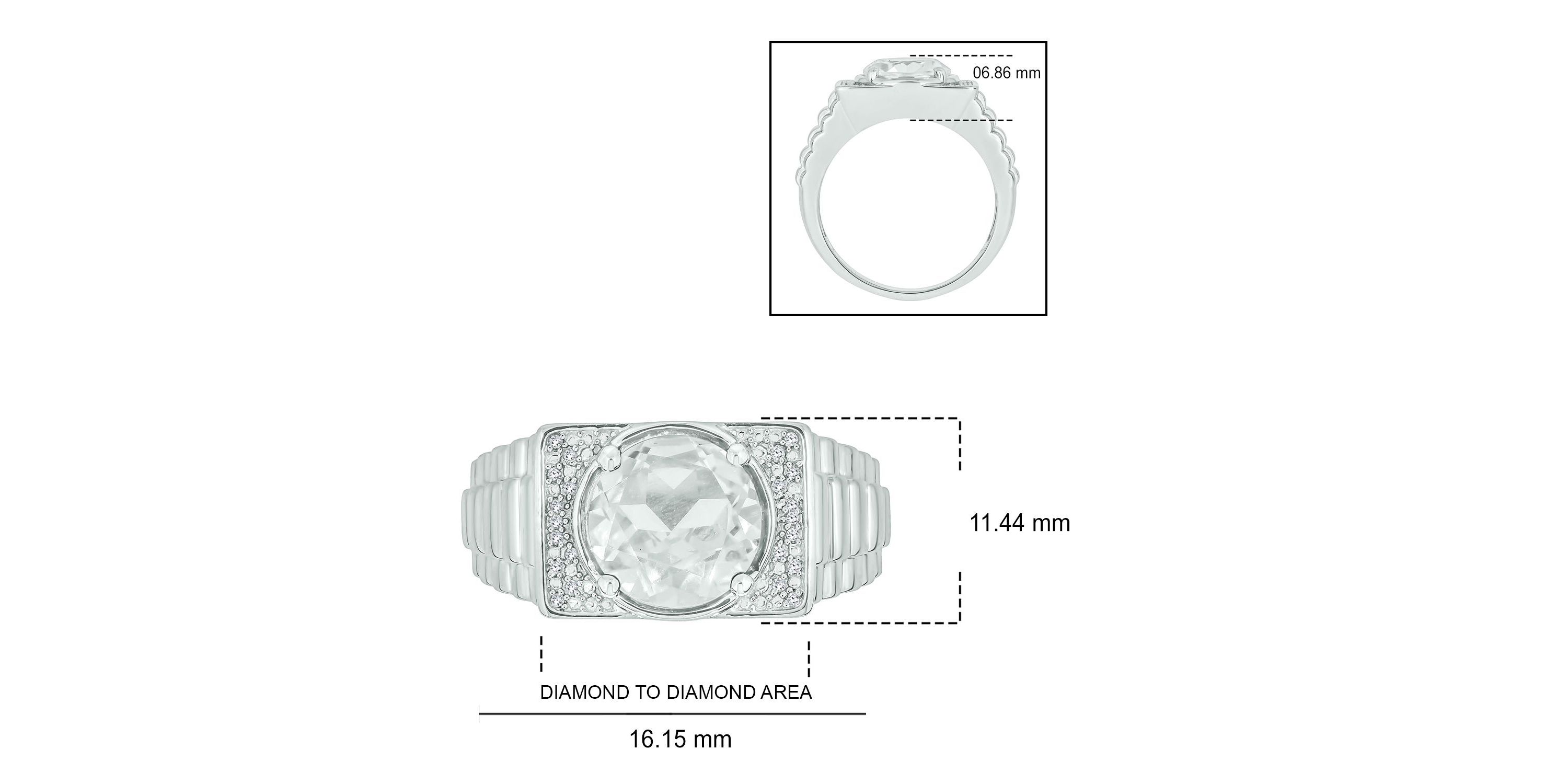 Lab Created Diamond Accent and 4.25 ct. t.w. Created White Sapphire Mens Ring In Sterling Silver