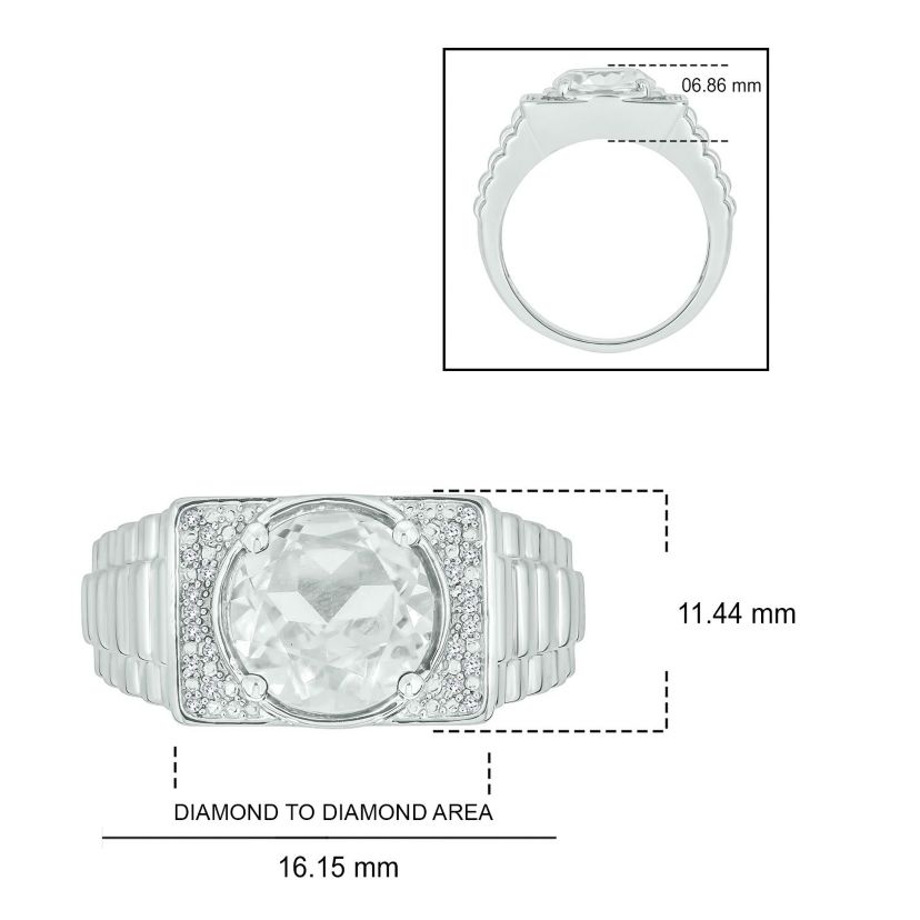 Lab Created Diamond Accent and 4.25 ct. t.w. Created White Sapphire Mens Ring In Sterling Silver