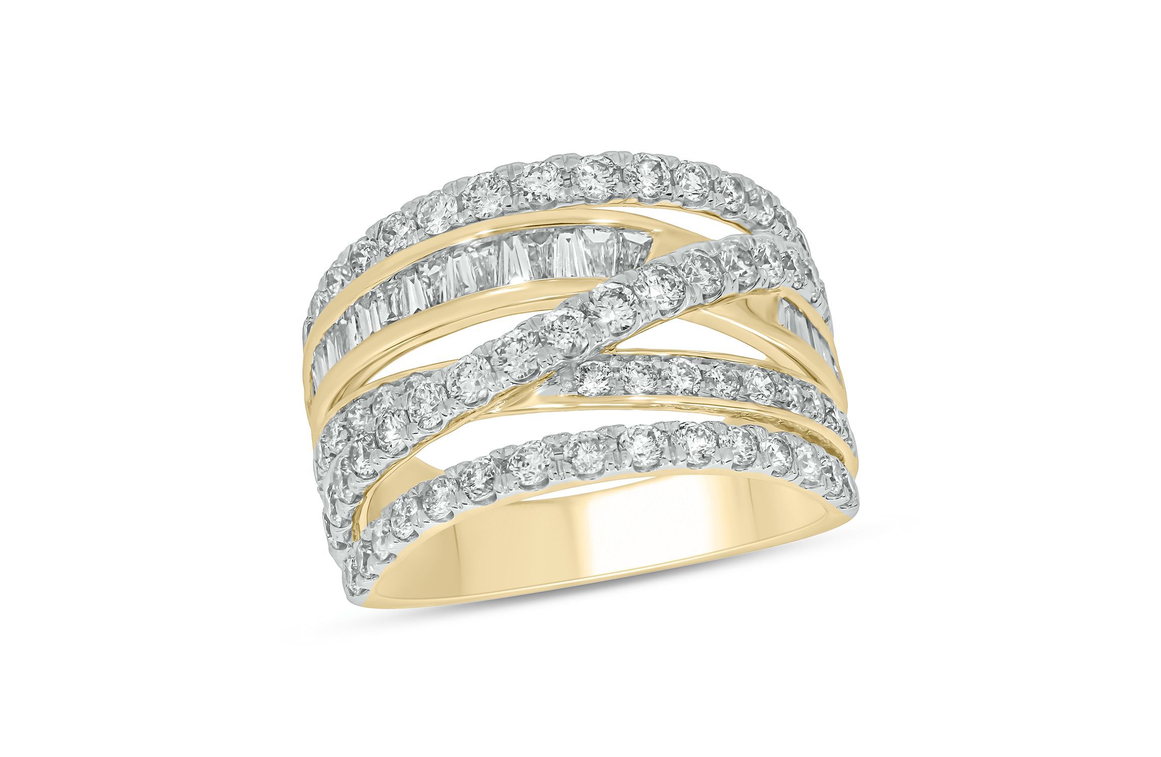 2.0 ct.t.w White Diamond Criss Cross Ring in 14K Gold