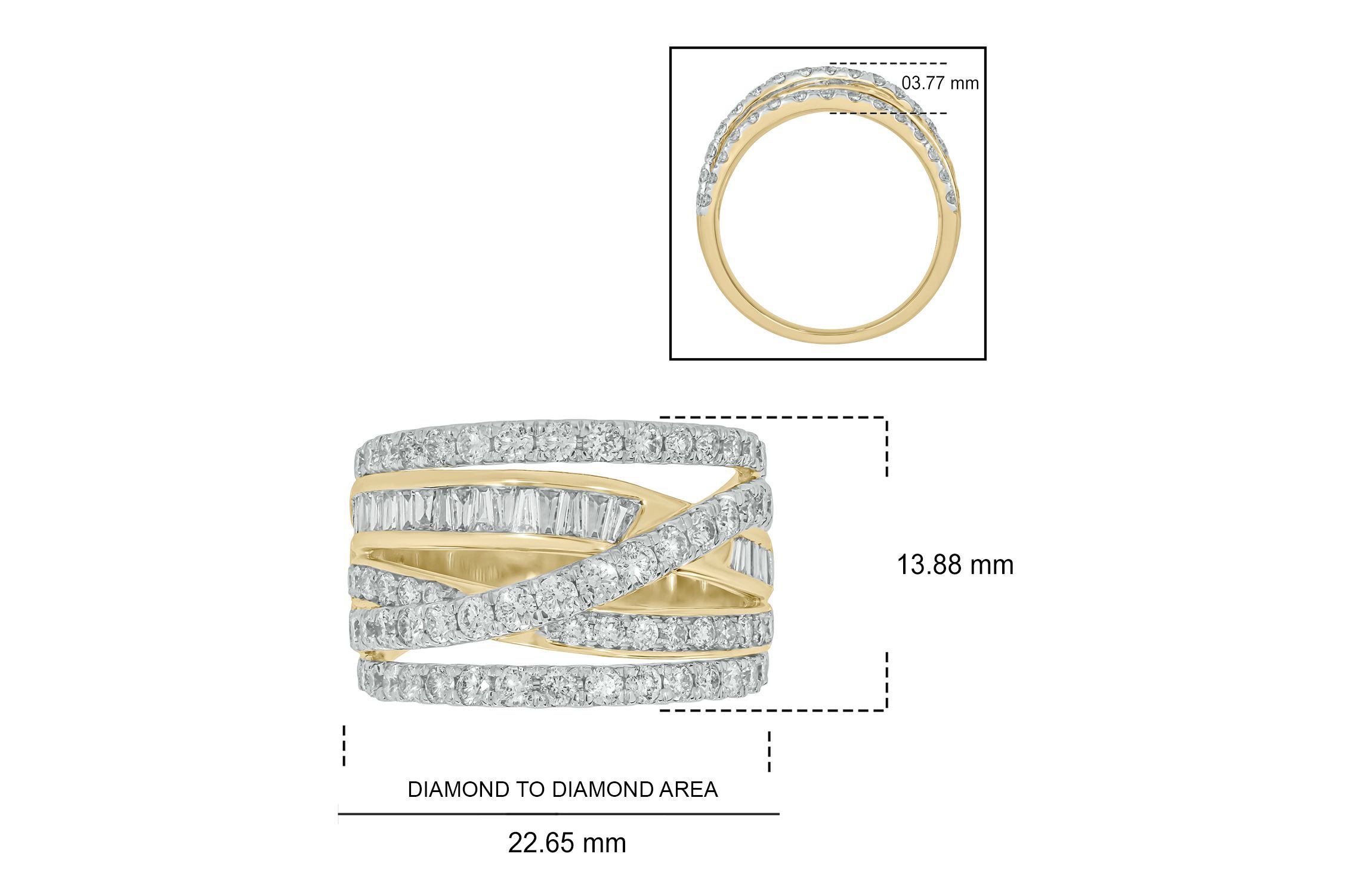 2.0 ct.t.w White Diamond Criss Cross Ring in 14K Gold