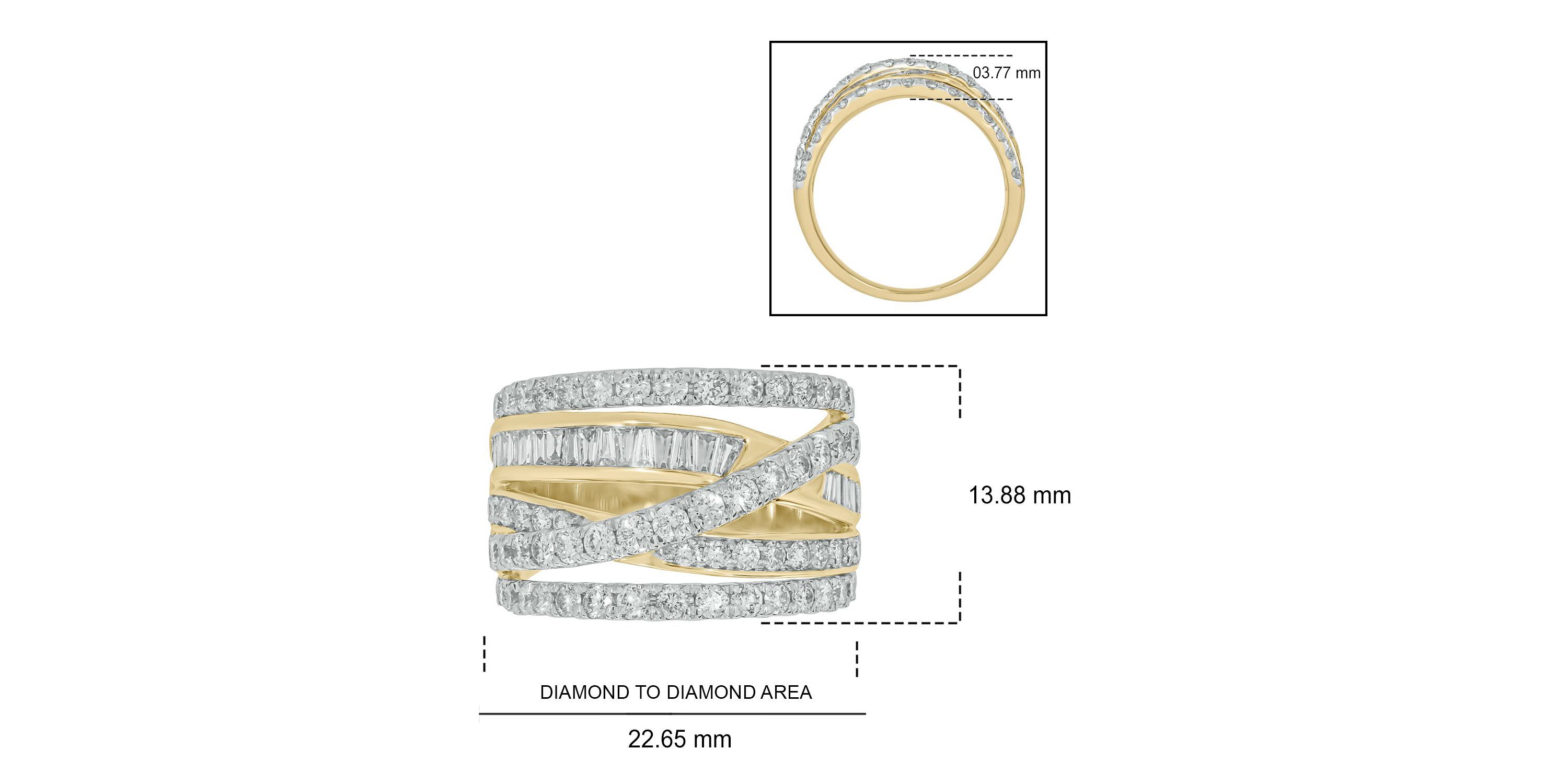 2.0 ct.t.w White Diamond Criss Cross Ring in 14K Gold