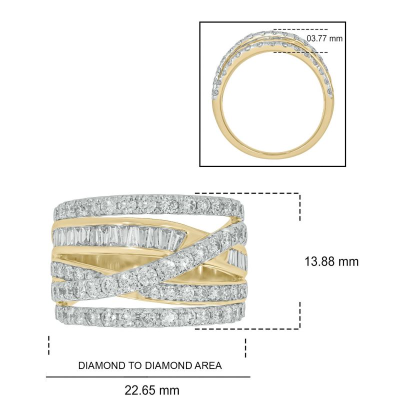 2.0 ct.t.w White Diamond Criss Cross Ring in 14K Gold