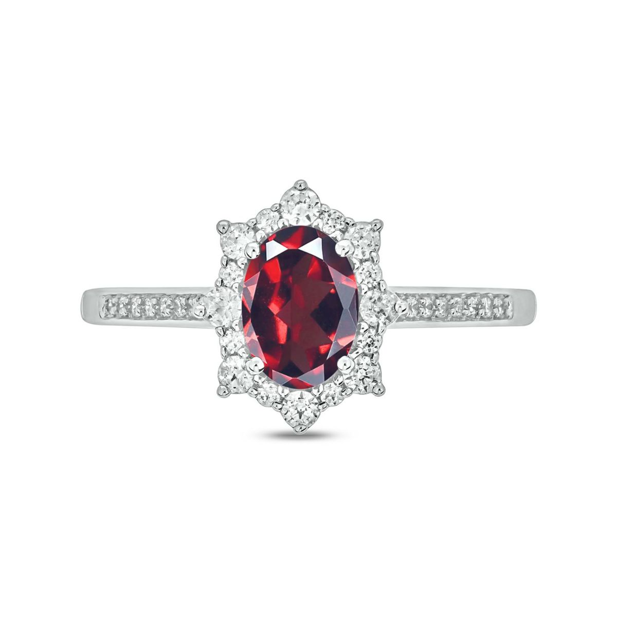 1/4 ct. t.w Diamond & 1.0 ct. t.w Garnet Oval Shape Natural Color Stone Ring in 10K Gold