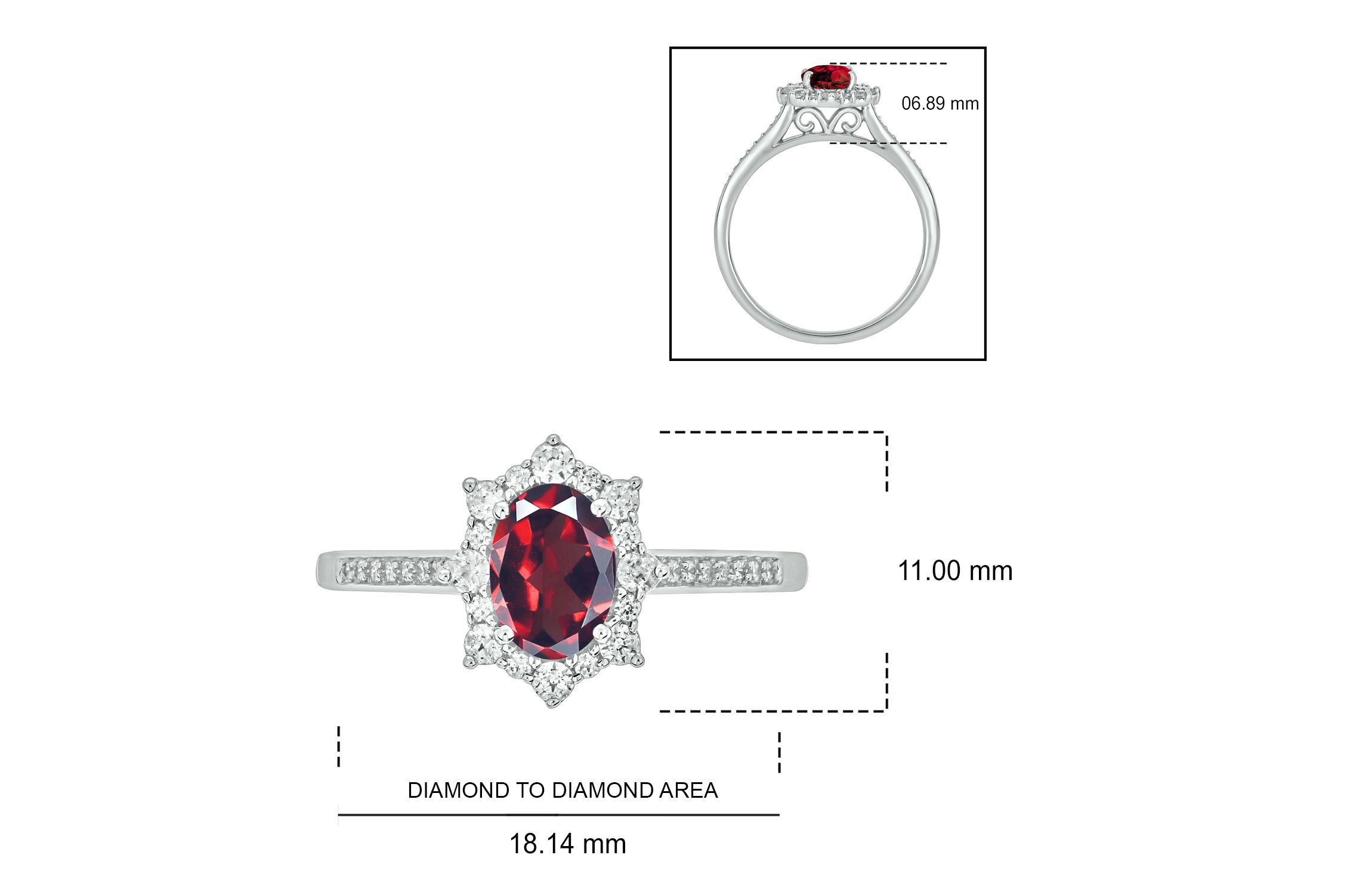 1/4 ct. t.w Diamond & 1.0 ct. t.w Garnet Oval Shape Natural Color Stone Ring in 10K Gold