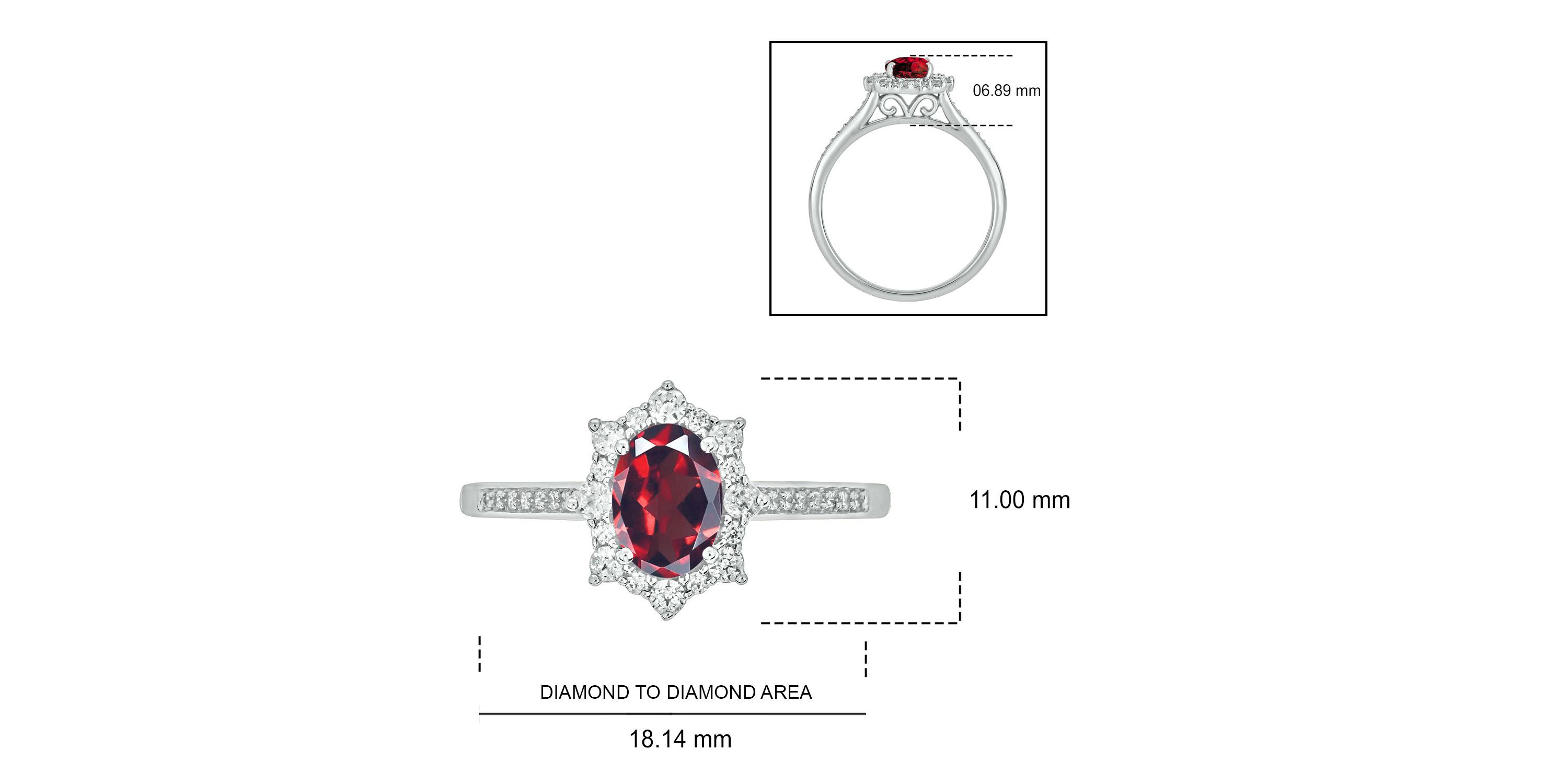 1/4 ct. t.w Diamond & 1.0 ct. t.w Garnet Oval Shape Natural Color Stone Ring in 10K Gold