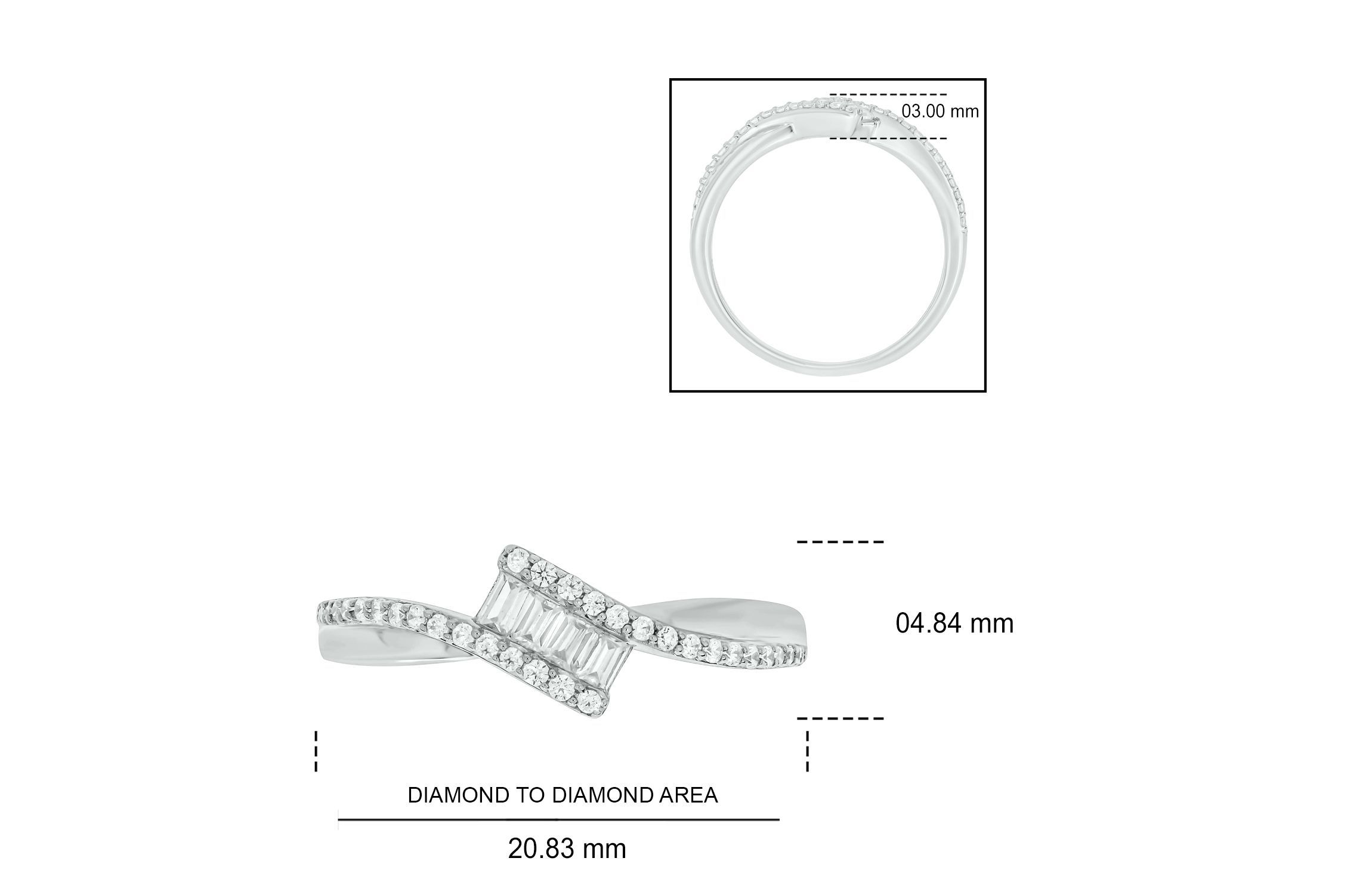 1/4 ct.t.w White Diamond Beautiful Bypass Ring in 14K Gold