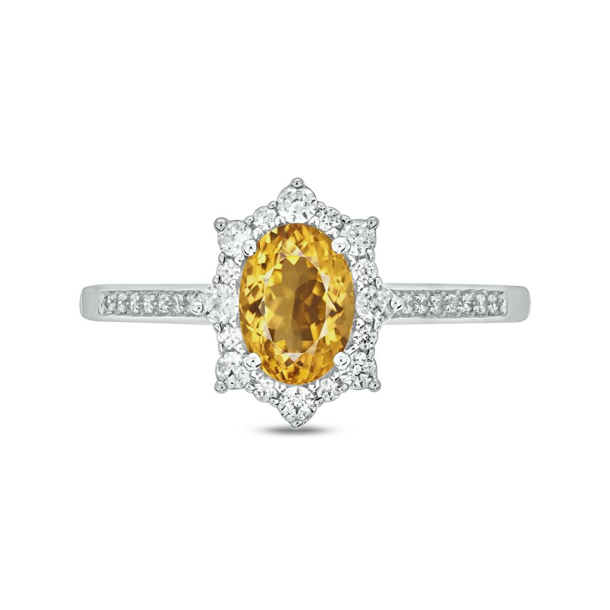 1/4 ct. t.w Diamond & 2/4 ct. t.w Citrine Oval Shape Natural Color Stone Ring in 10K Gold