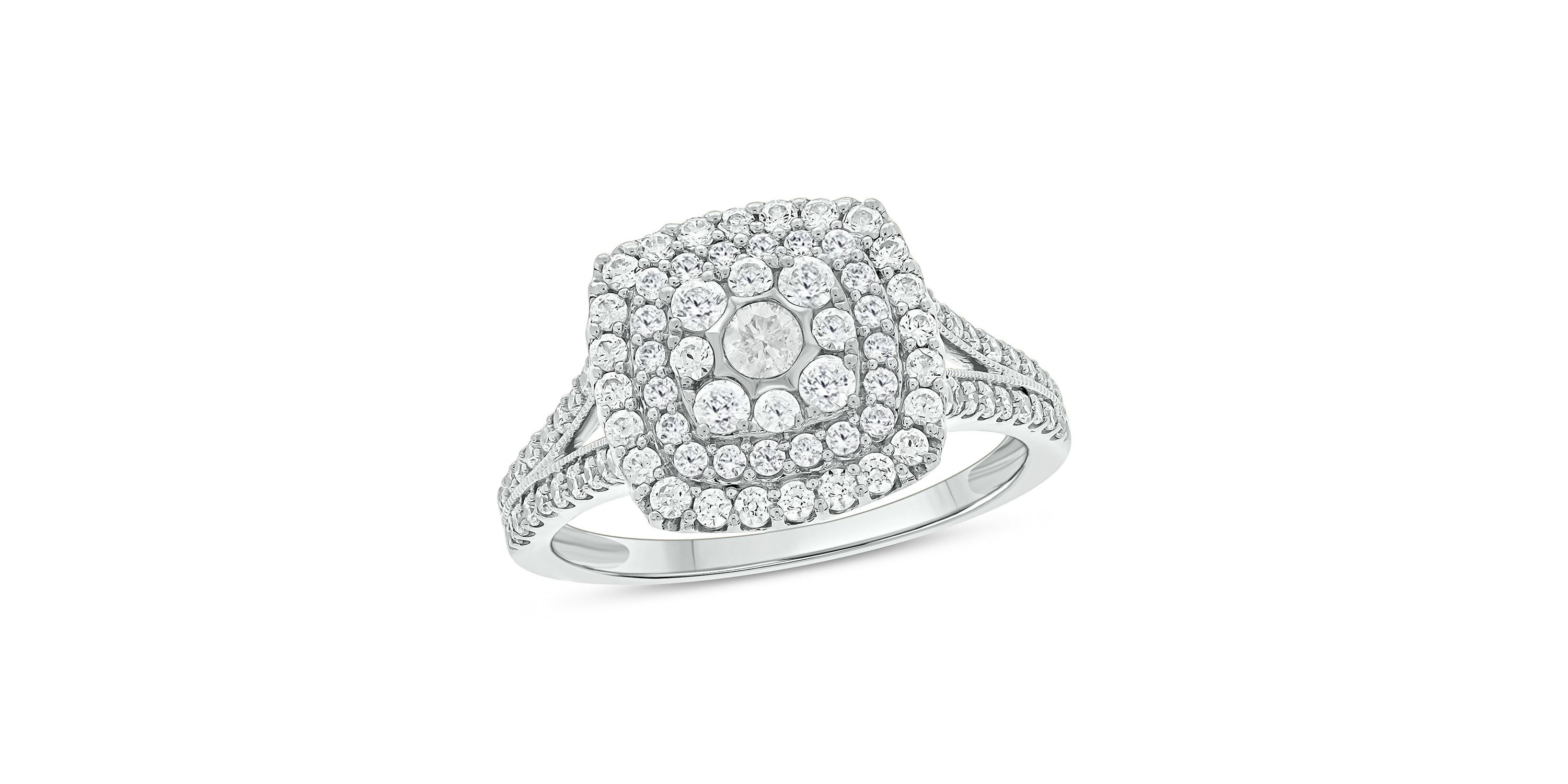 1/3 ct.t.w Natrual White Diamond Cushion Shaped Cocktail Ring in 10K Gold