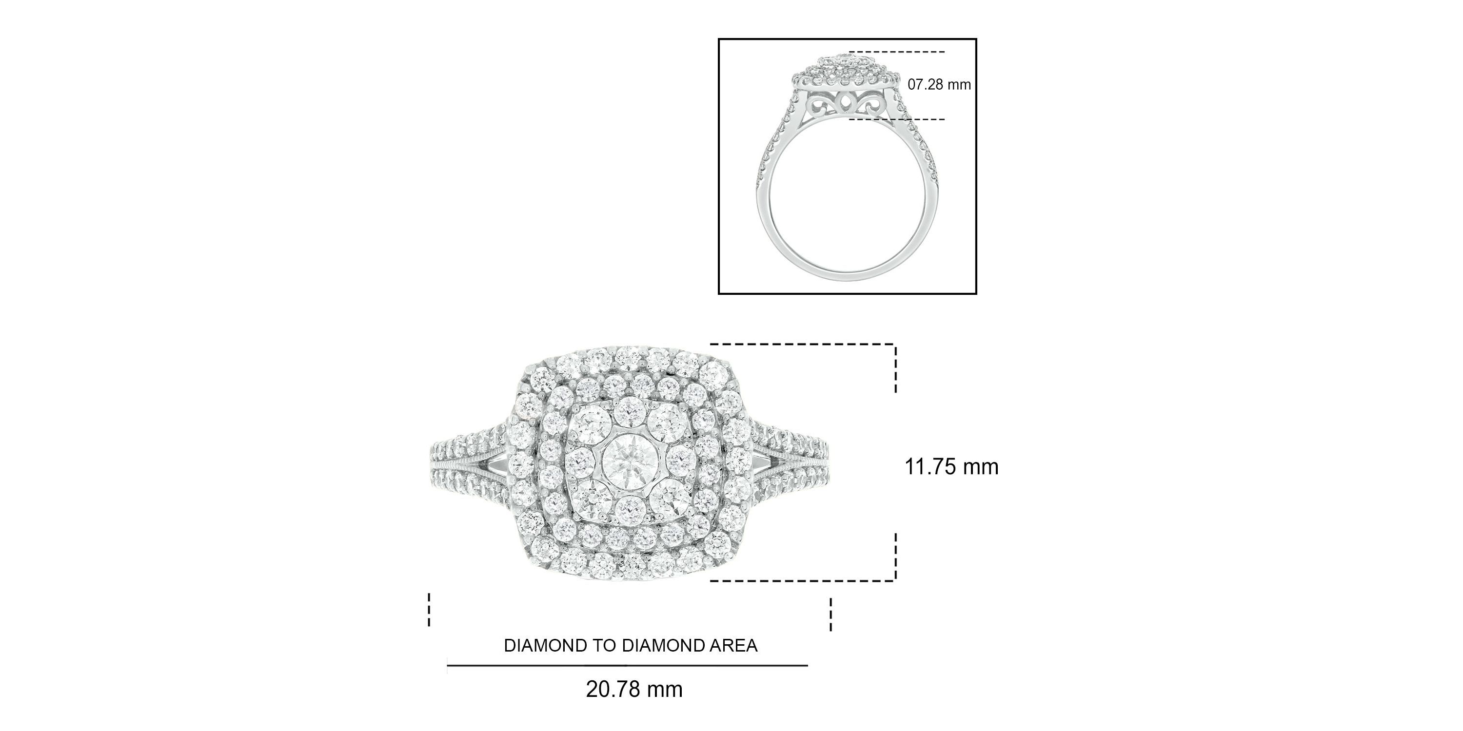 1/3 ct.t.w Natrual White Diamond Cushion Shaped Cocktail Ring in 10K Gold