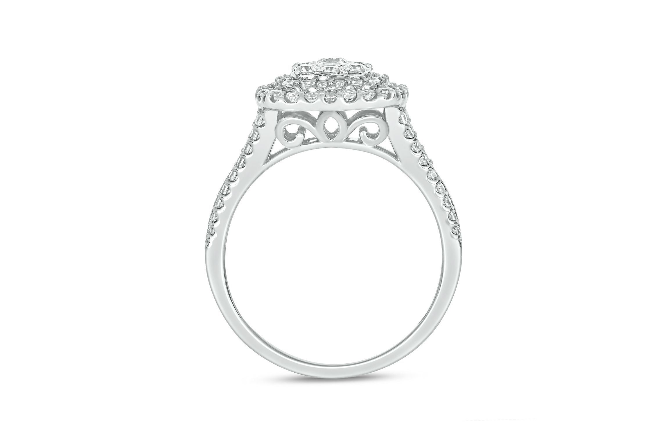 1/3 ct.t.w Natrual White Diamond Cushion Shaped Cocktail Ring in 10K Gold