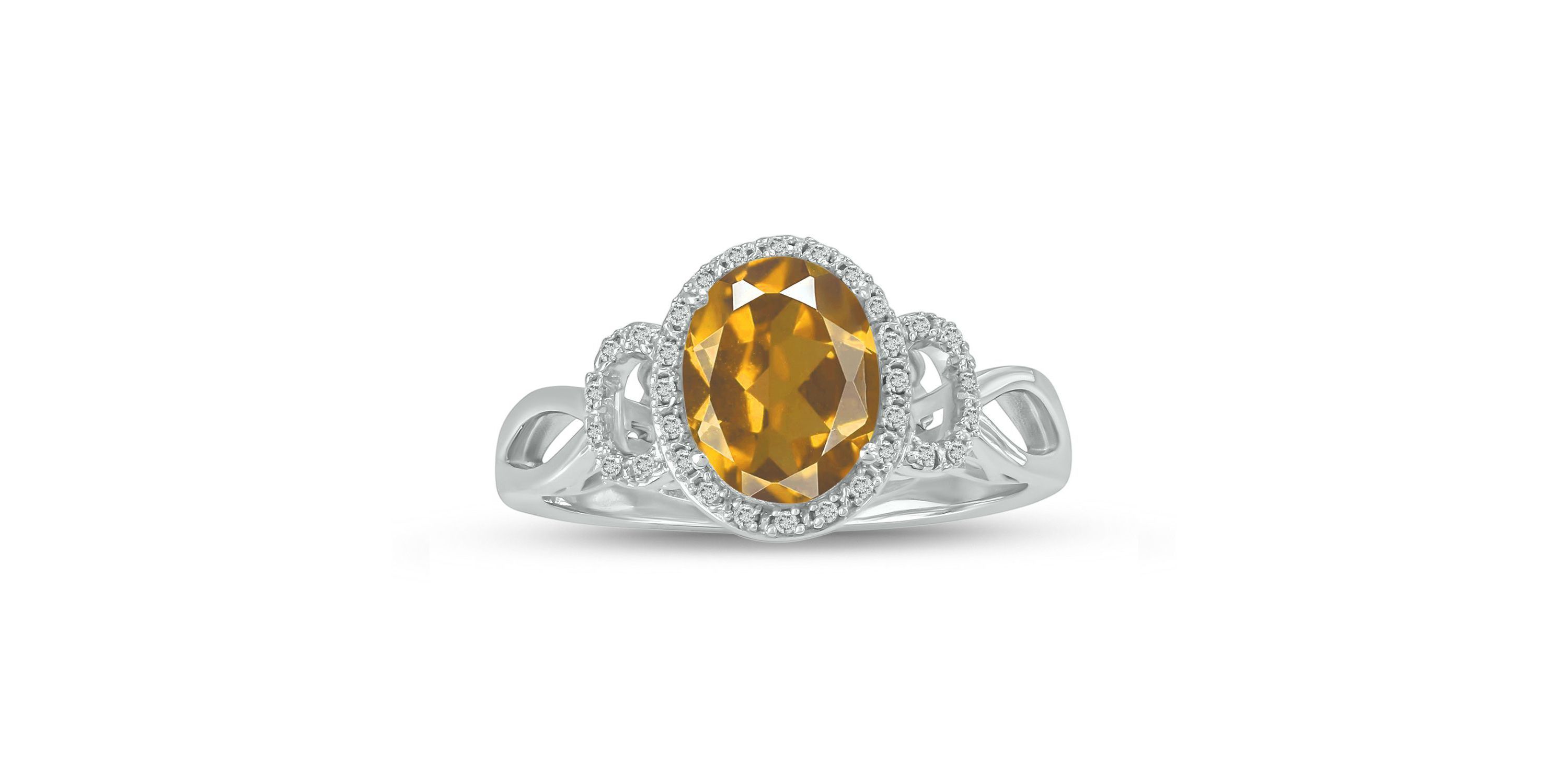 1/10 ct. t.w Diamond & 1.40 ct. t.w citrine Oval Shape Natural Color Stone Ring in 10K Gold