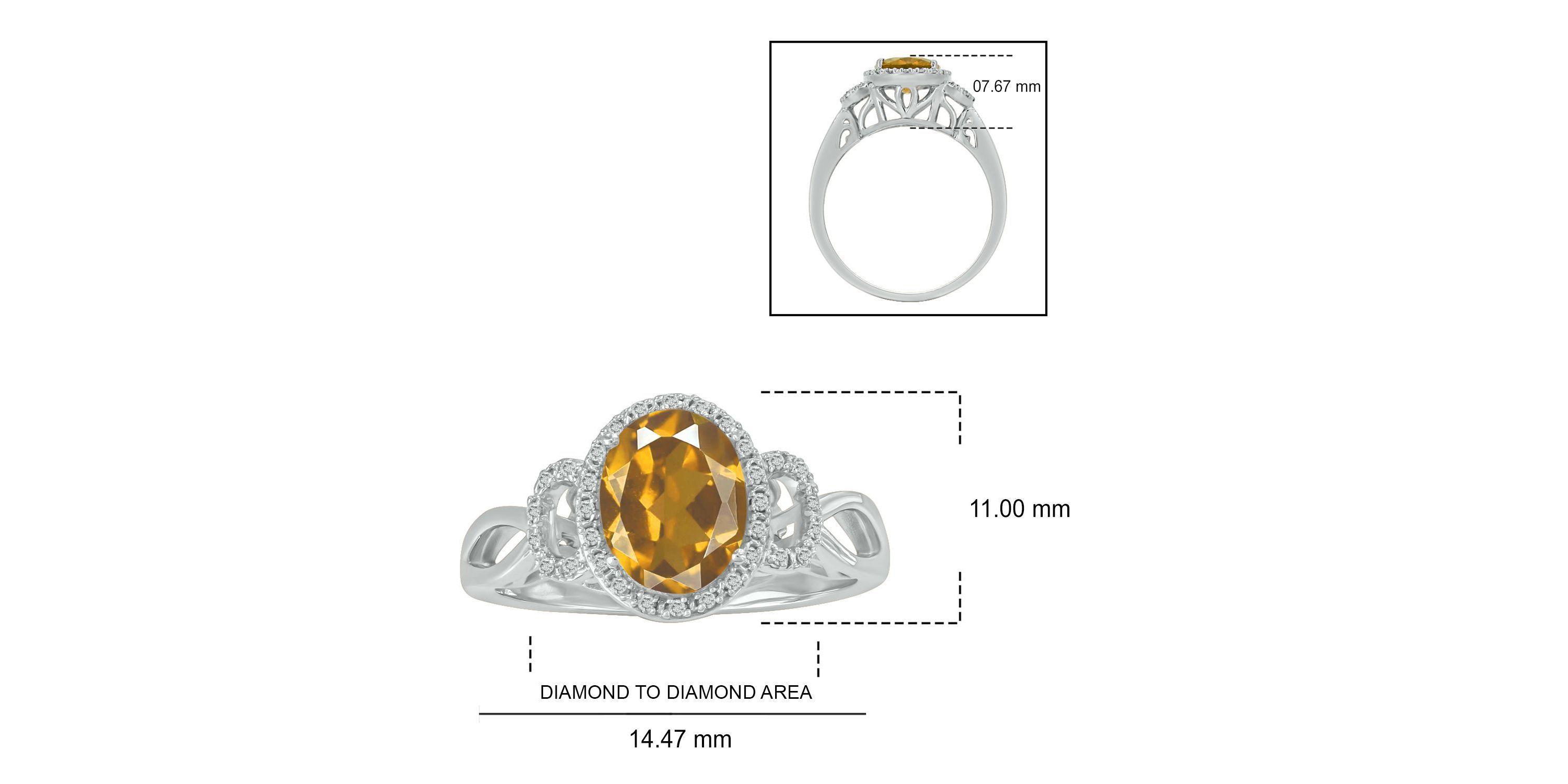 1/10 ct. t.w Diamond & 1.40 ct. t.w citrine Oval Shape Natural Color Stone Ring in 10K Gold
