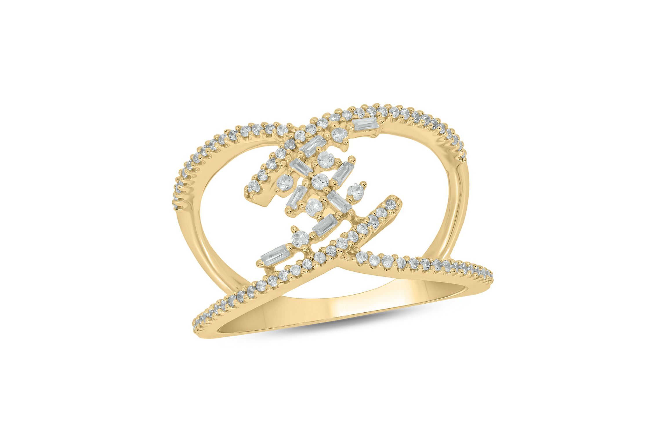 1/3 ct.t.w Natrual White Diamond Chevron Ring in 10K Gold
