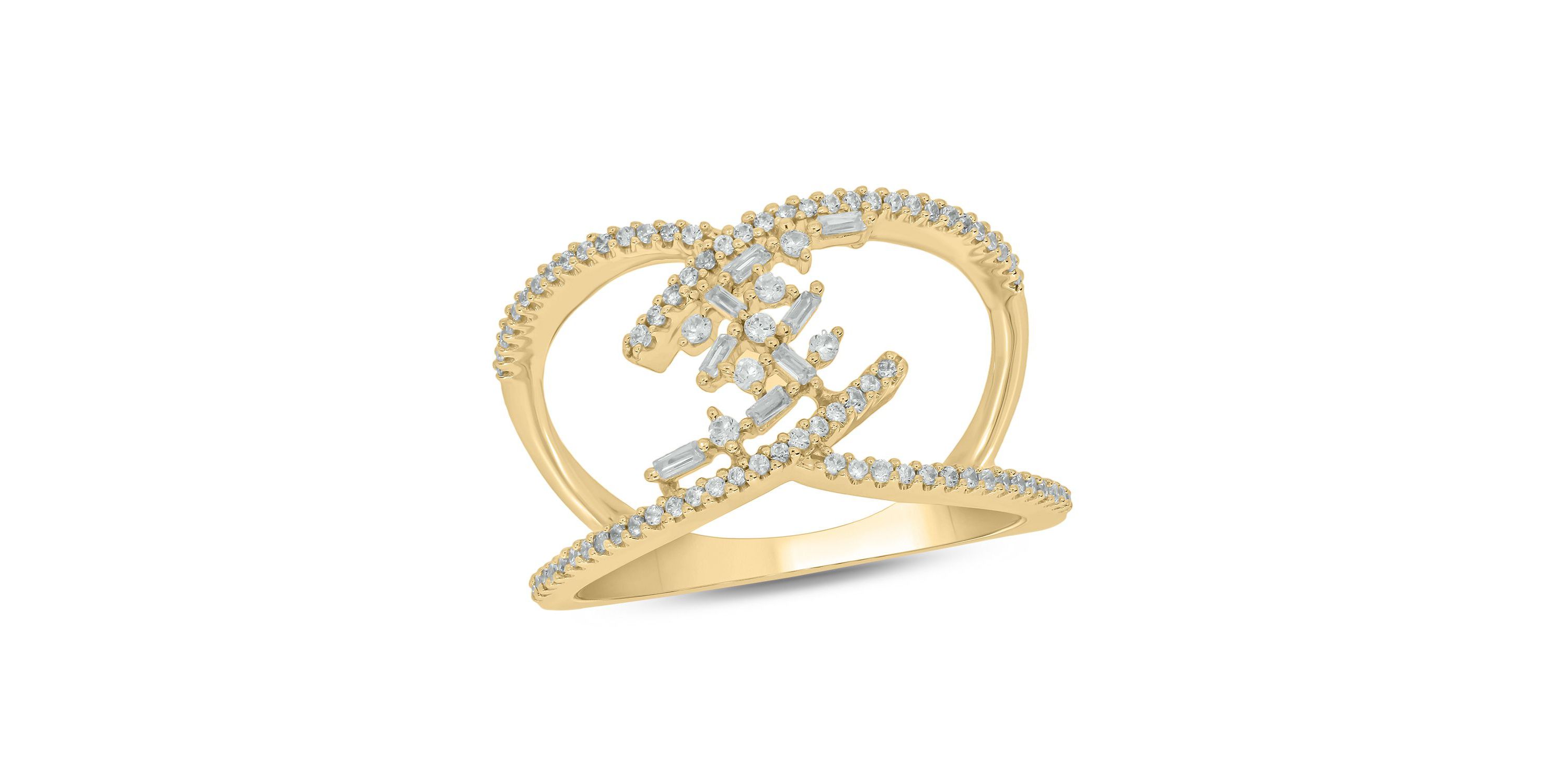 1/3 ct.t.w Natrual White Diamond Chevron Ring in 10K Gold