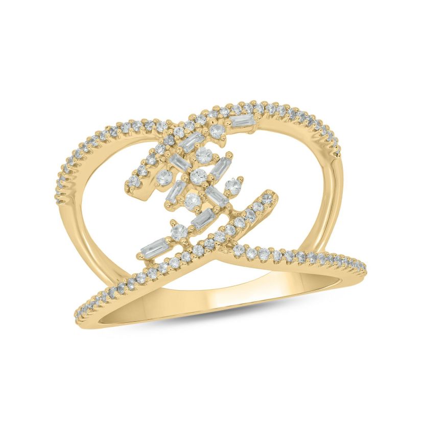 1/3 ct.t.w Natrual White Diamond Chevron Ring in 10K Gold