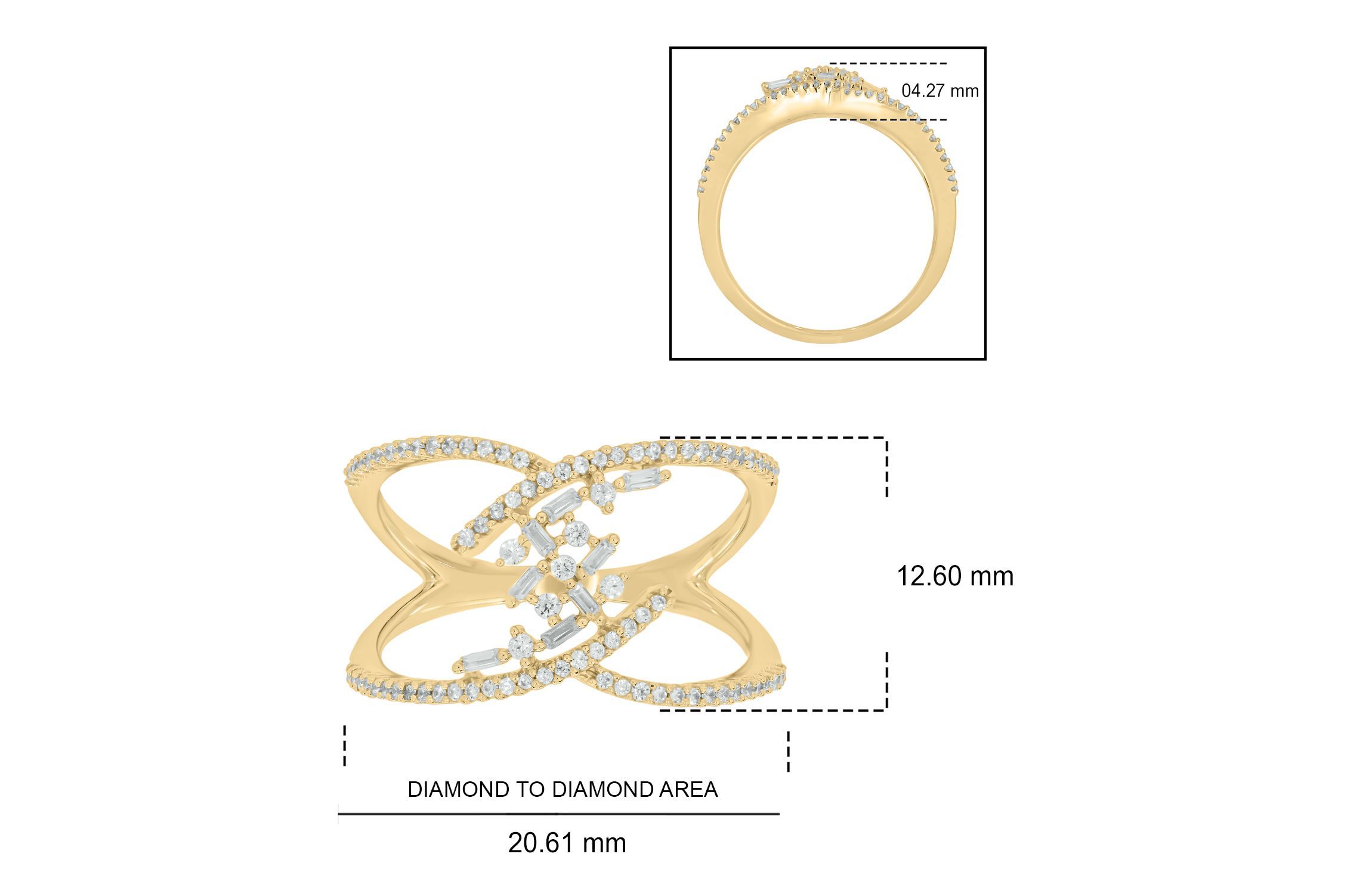 1/3 ct.t.w Natrual White Diamond Chevron Ring in 10K Gold