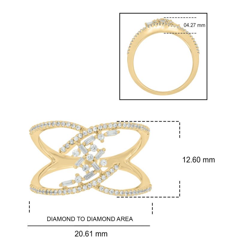 1/3 ct.t.w Natrual White Diamond Chevron Ring in 10K Gold