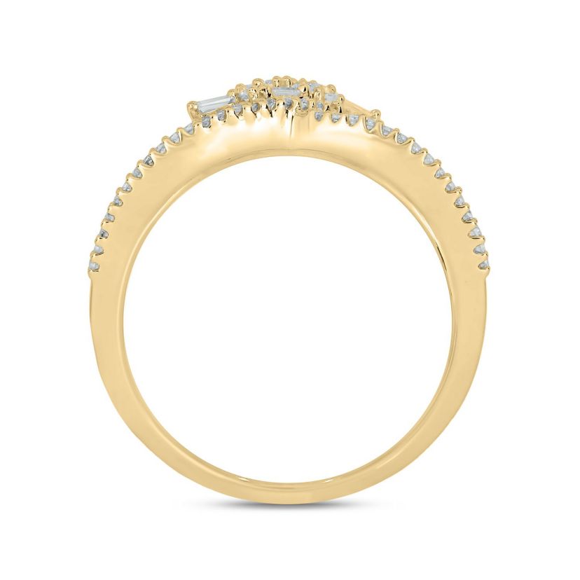 1/3 ct.t.w Natrual White Diamond Chevron Ring in 10K Gold