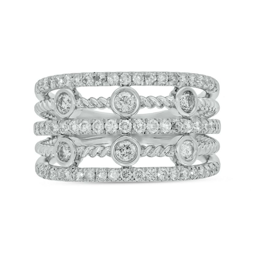1.0 ct.t.w White Diamond 5 Row Cocktail Anniversary Ring  in 10K Gold