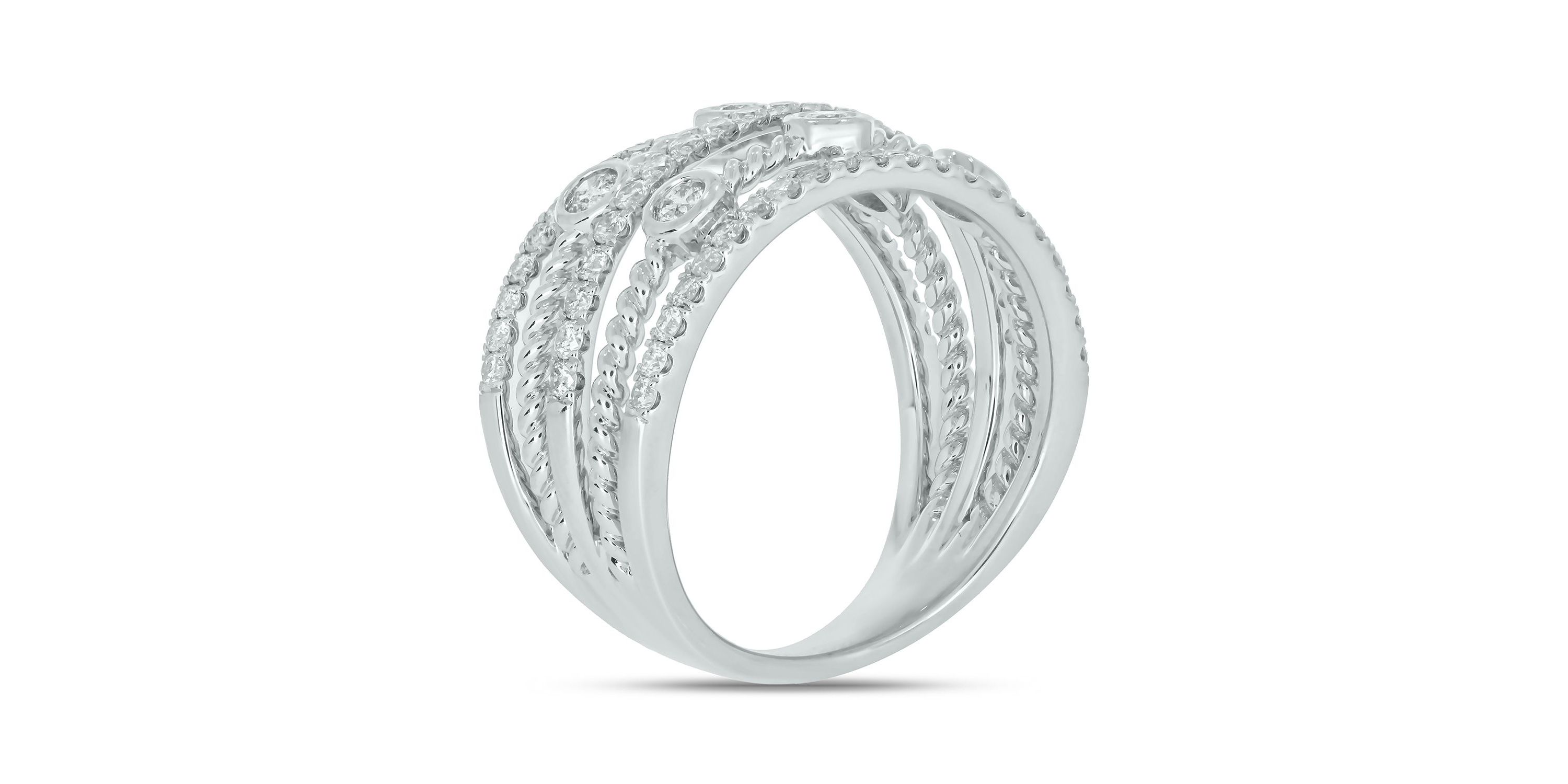 1.0 ct.t.w White Diamond 5 Row Cocktail Anniversary Ring  in 10K Gold