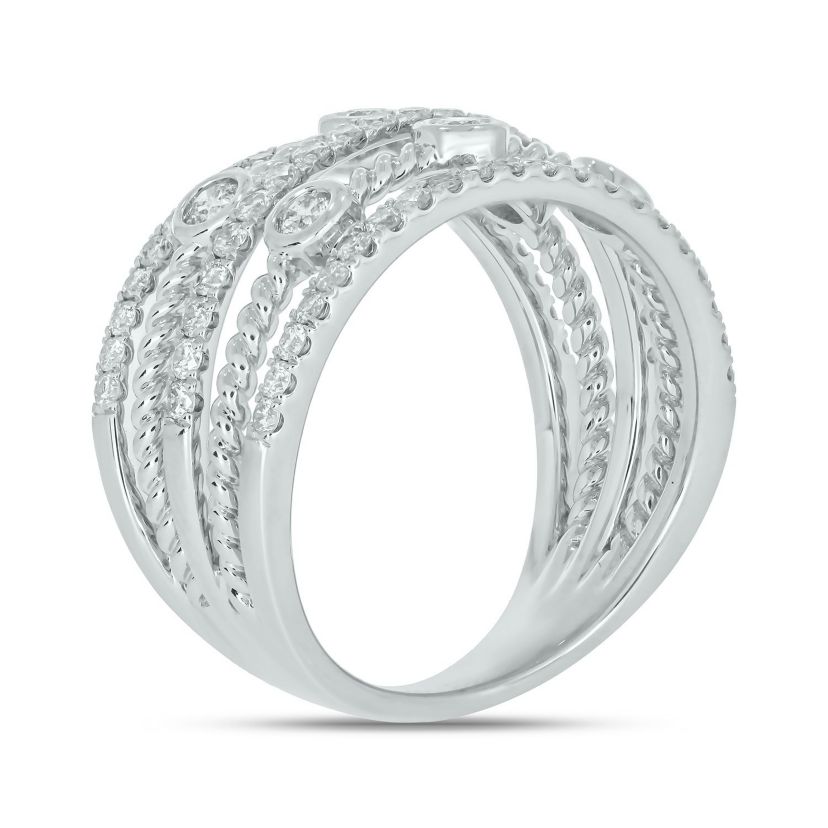 1.0 ct.t.w White Diamond 5 Row Cocktail Anniversary Ring  in 10K Gold