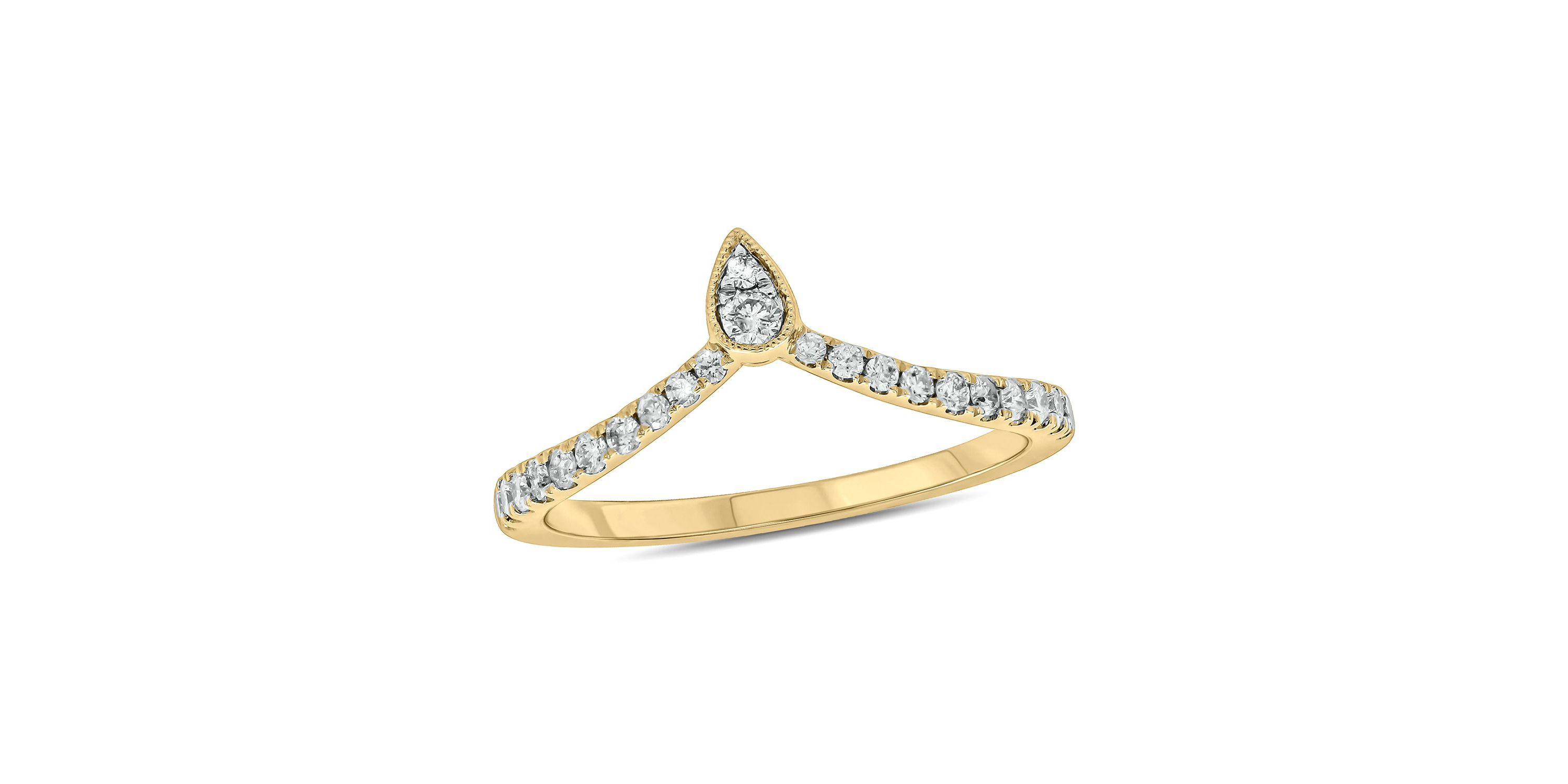 1/4 ct.t.w White Diamond Chevron Anniversary Ring  in 14K Gold