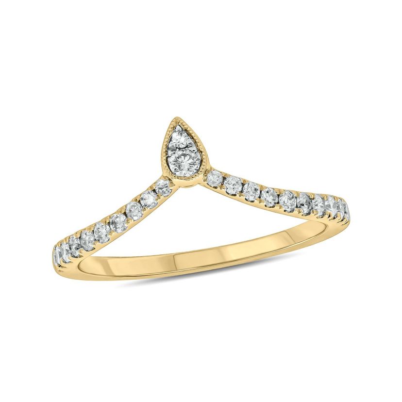 1/4 ct.t.w White Diamond Chevron Anniversary Ring  in 14K Gold