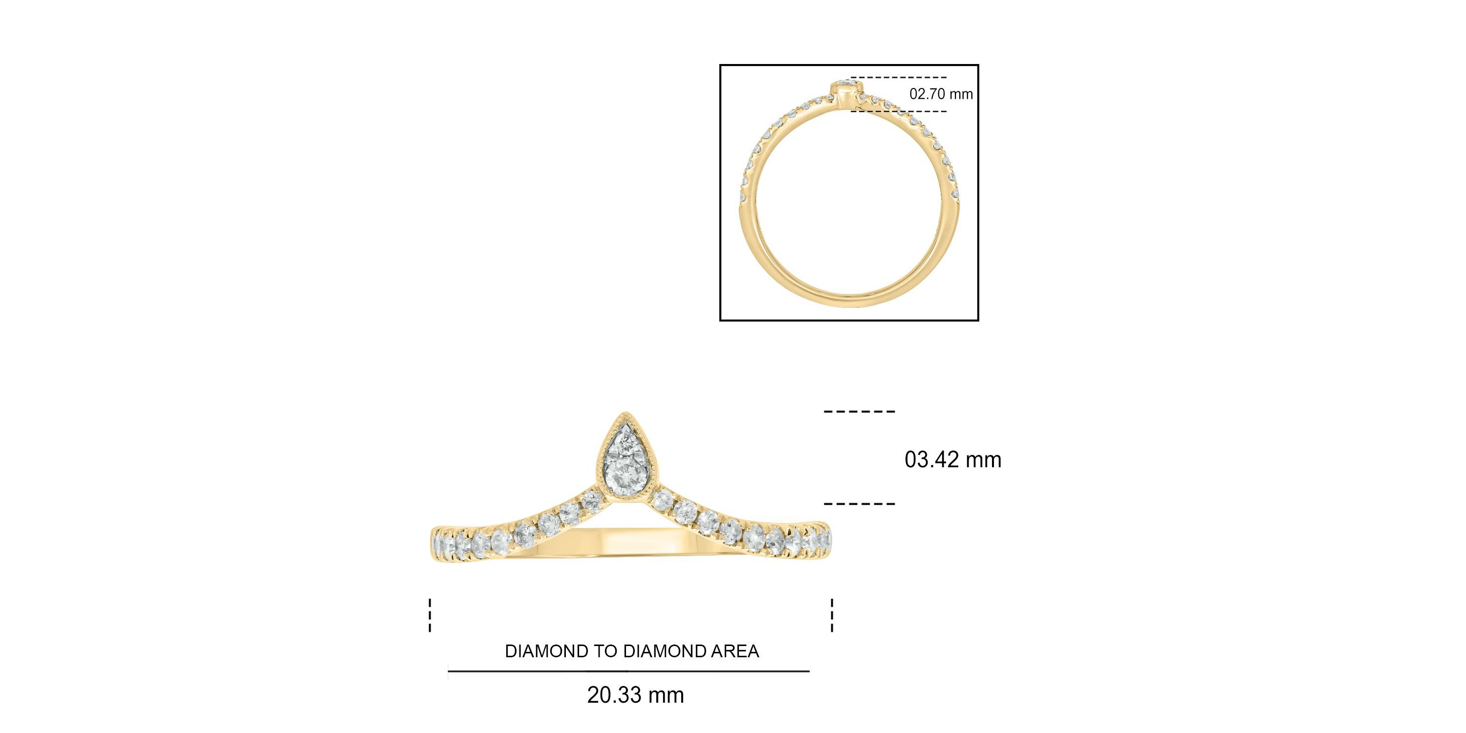 1/4 ct.t.w White Diamond Chevron Anniversary Ring  in 14K Gold