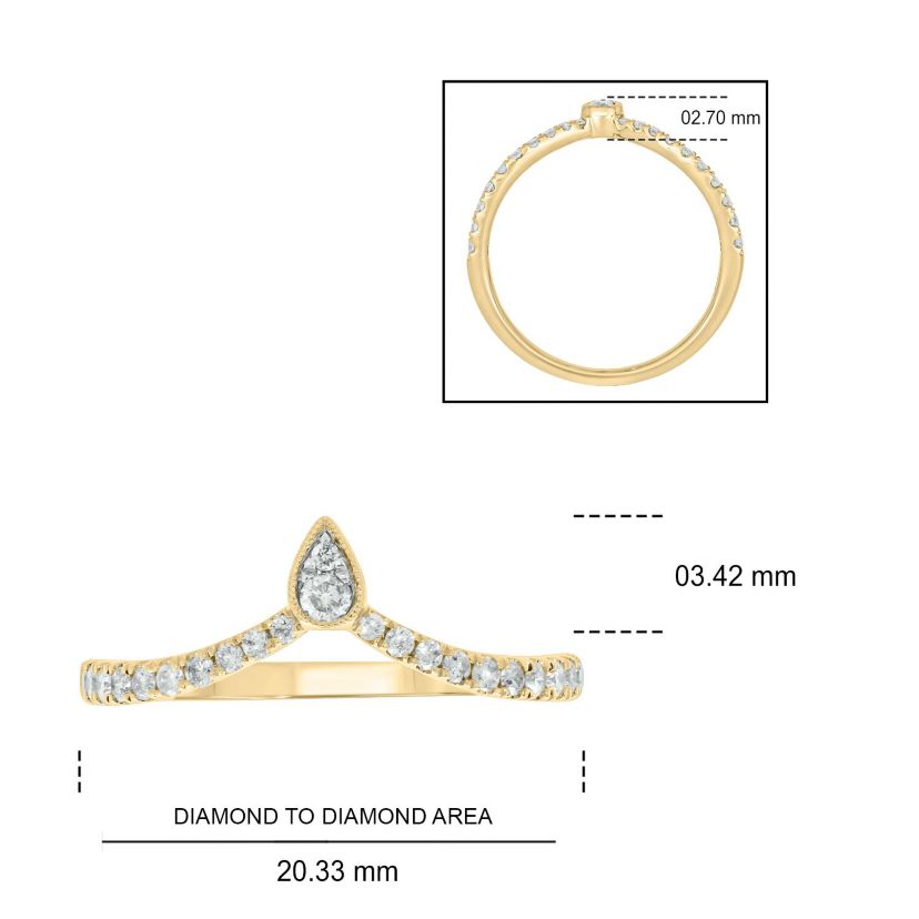 1/4 ct.t.w White Diamond Chevron Anniversary Ring  in 14K Gold