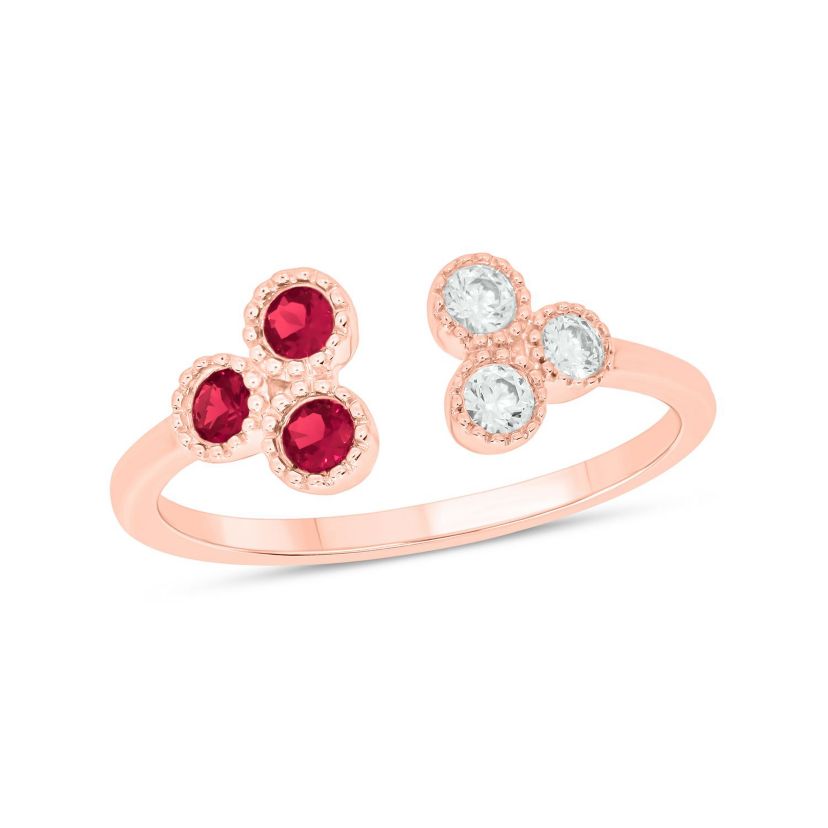 1/6 ct.t.w Diamond & 1/4 ct.t.w Ruby Round Shape Natrual Color Stone Ring in 10K Gold