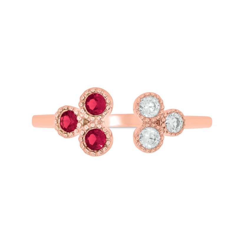 1/6 ct.t.w Diamond & 1/4 ct.t.w Ruby Round Shape Natrual Color Stone Ring in 10K Gold