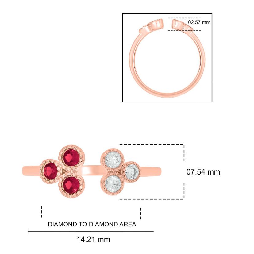 1/6 ct.t.w Diamond & 1/4 ct.t.w Ruby Round Shape Natrual Color Stone Ring in 10K Gold