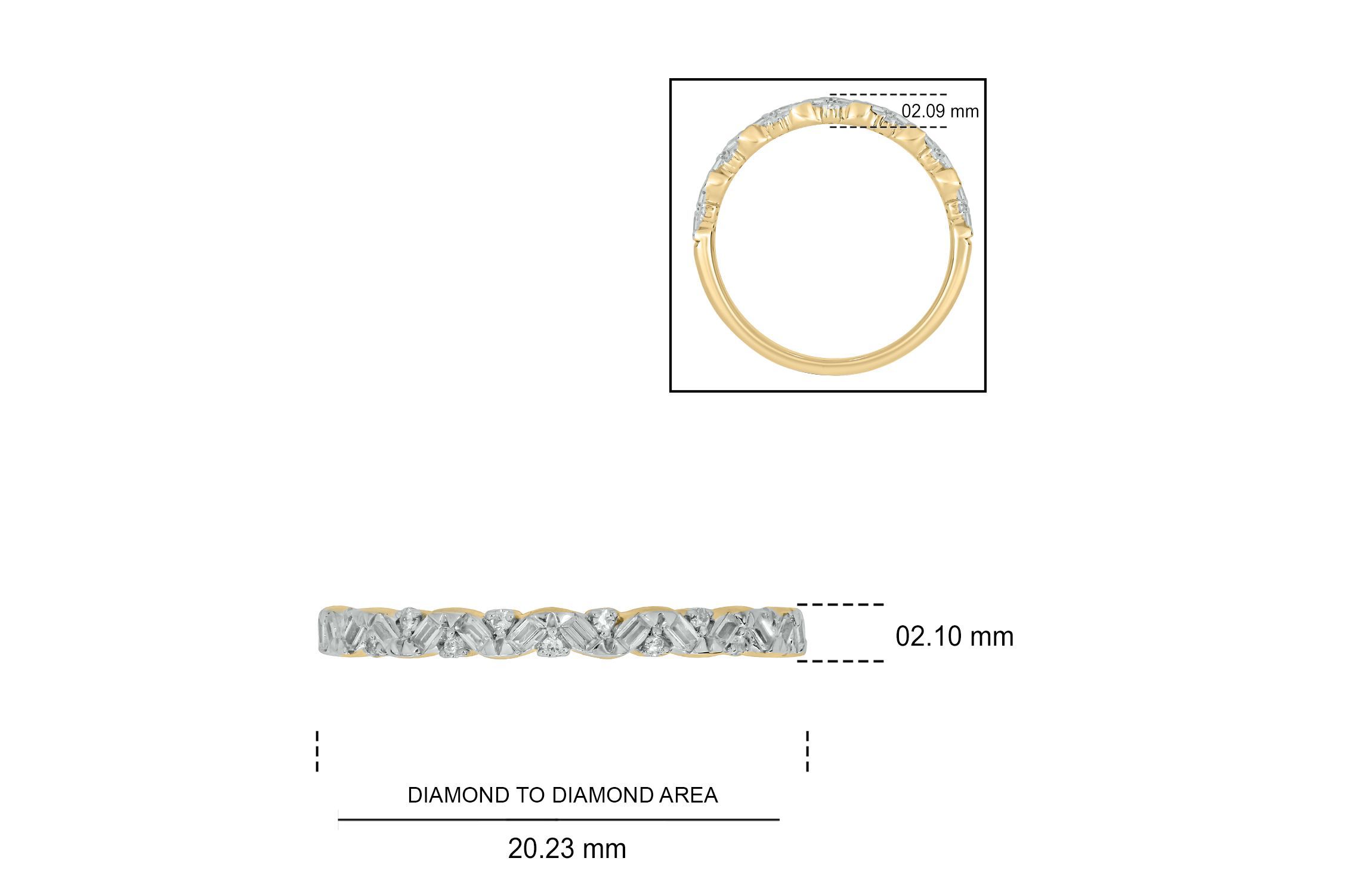 1/5 ct.t.w White Diamond Studded Anniversary Ring  in 14K Gold