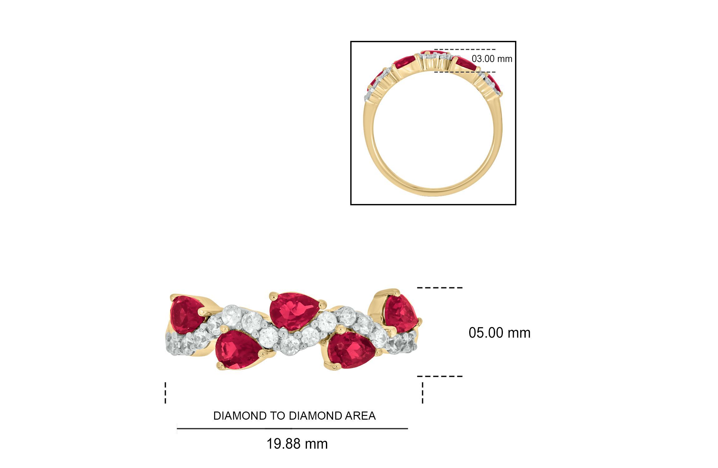 Lab Created 1/4 ct. t.w Diamond & 1.75 ct. t.w Ruby Pear Shape Natural Gamstone Ring in 10K Gold