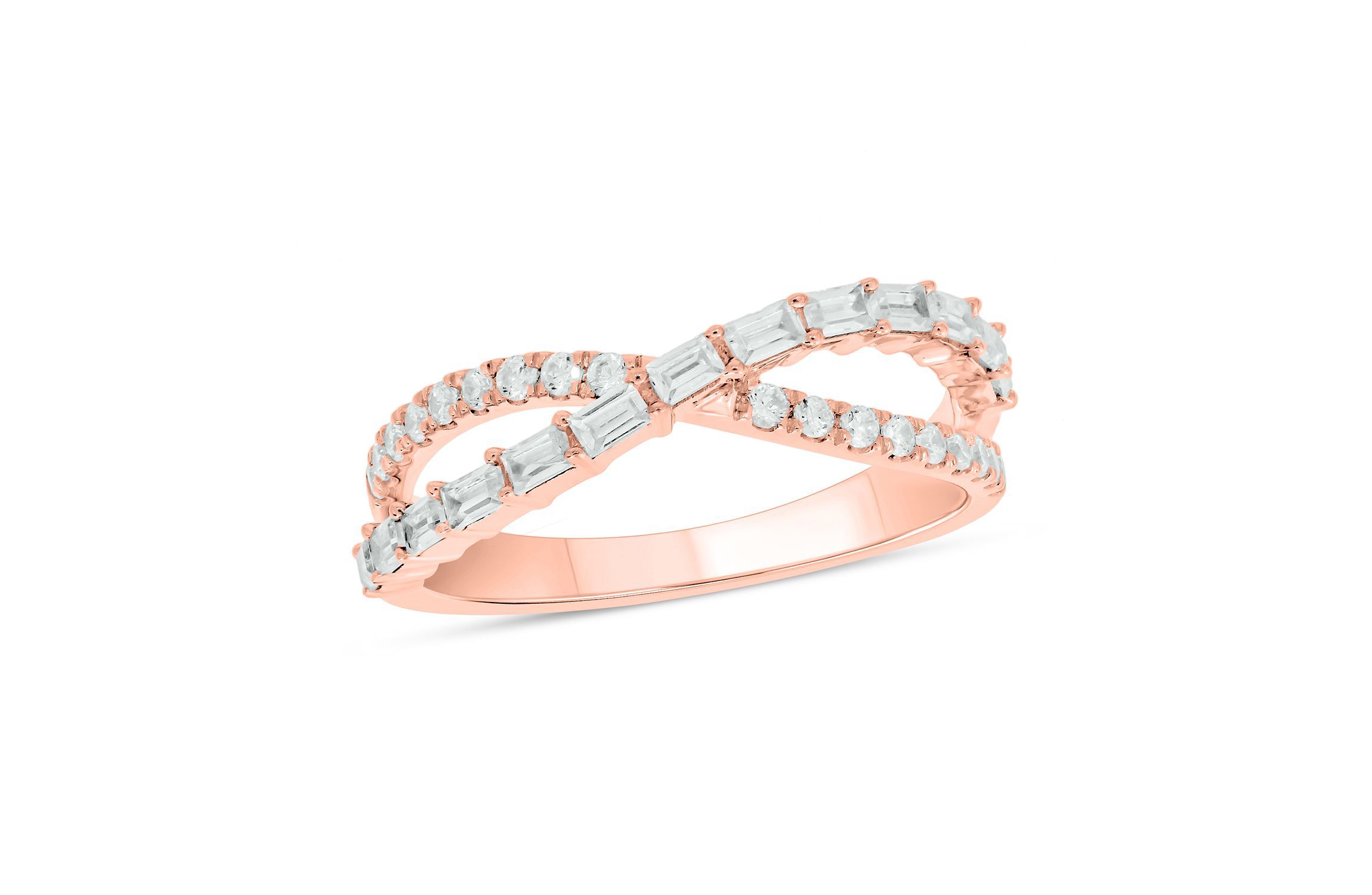 1/2 ct.t.w White Diamond Ciss-Cross Ring in 14K Gold
