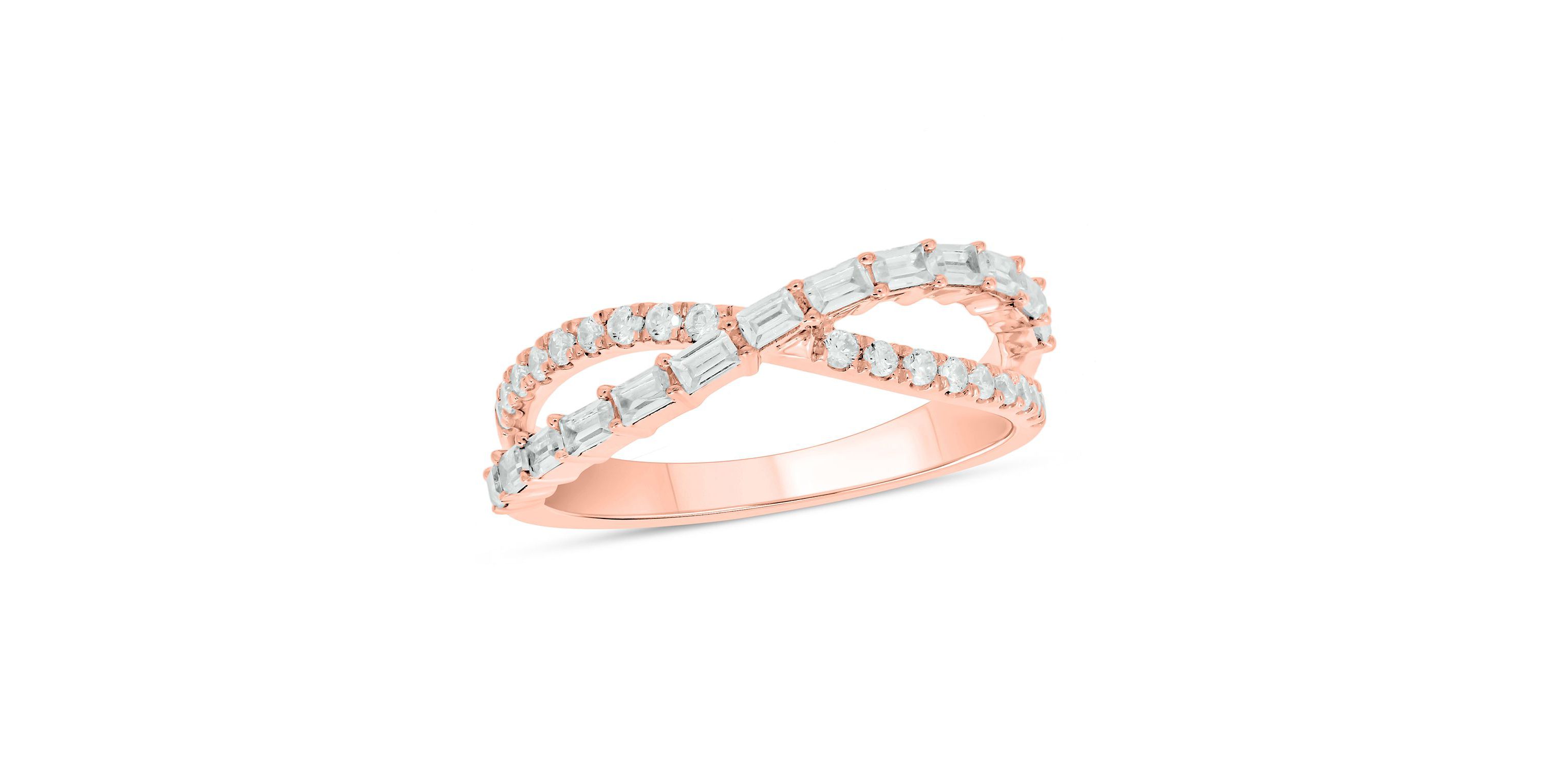 1/2 ct.t.w White Diamond Ciss-Cross Ring in 14K Gold