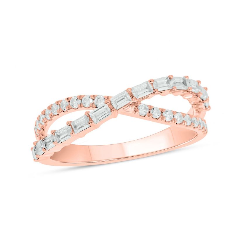 1/2 ct.t.w White Diamond Ciss-Cross Ring in 14K Gold