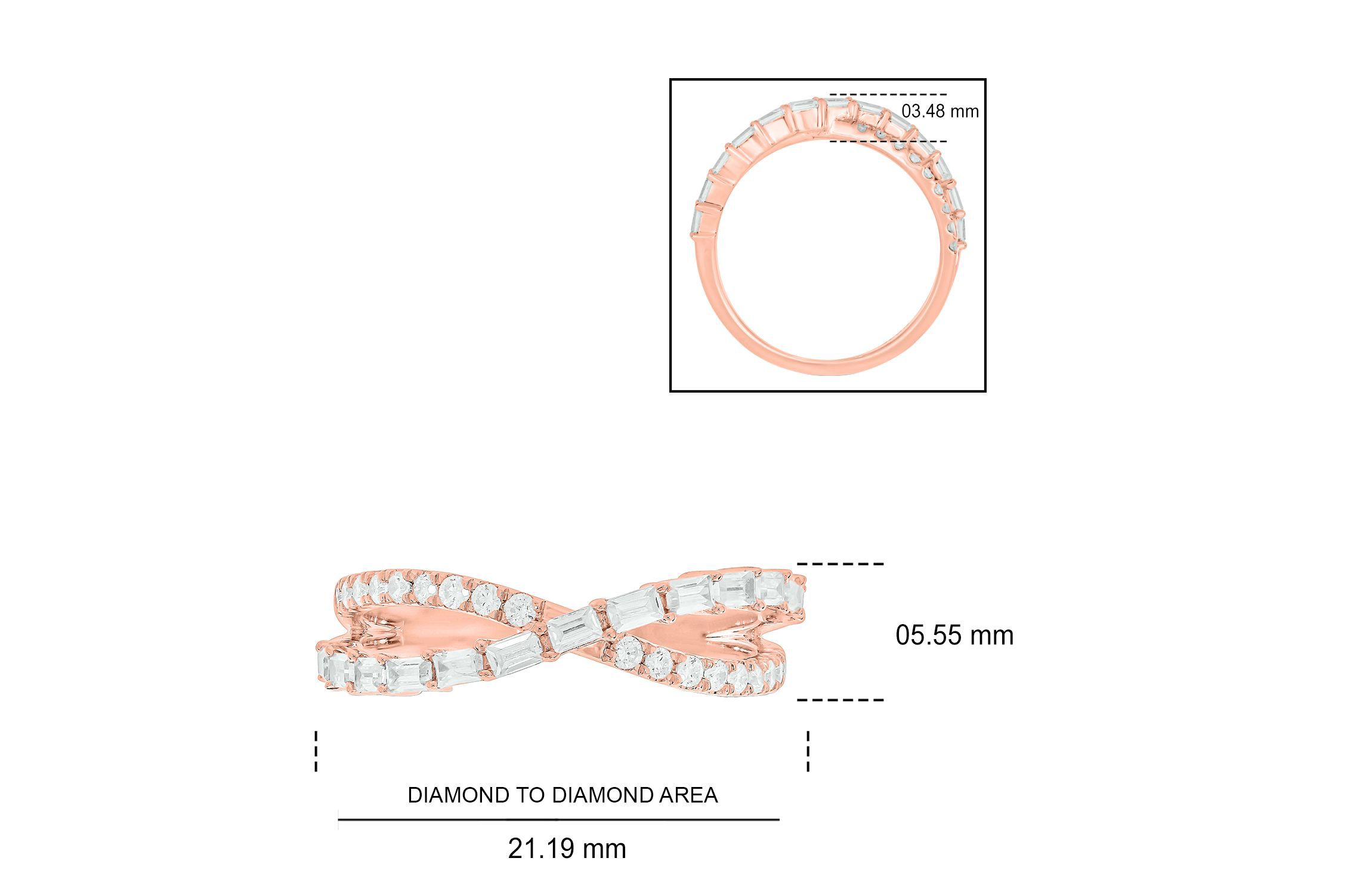 1/2 ct.t.w White Diamond Ciss-Cross Ring in 14K Gold