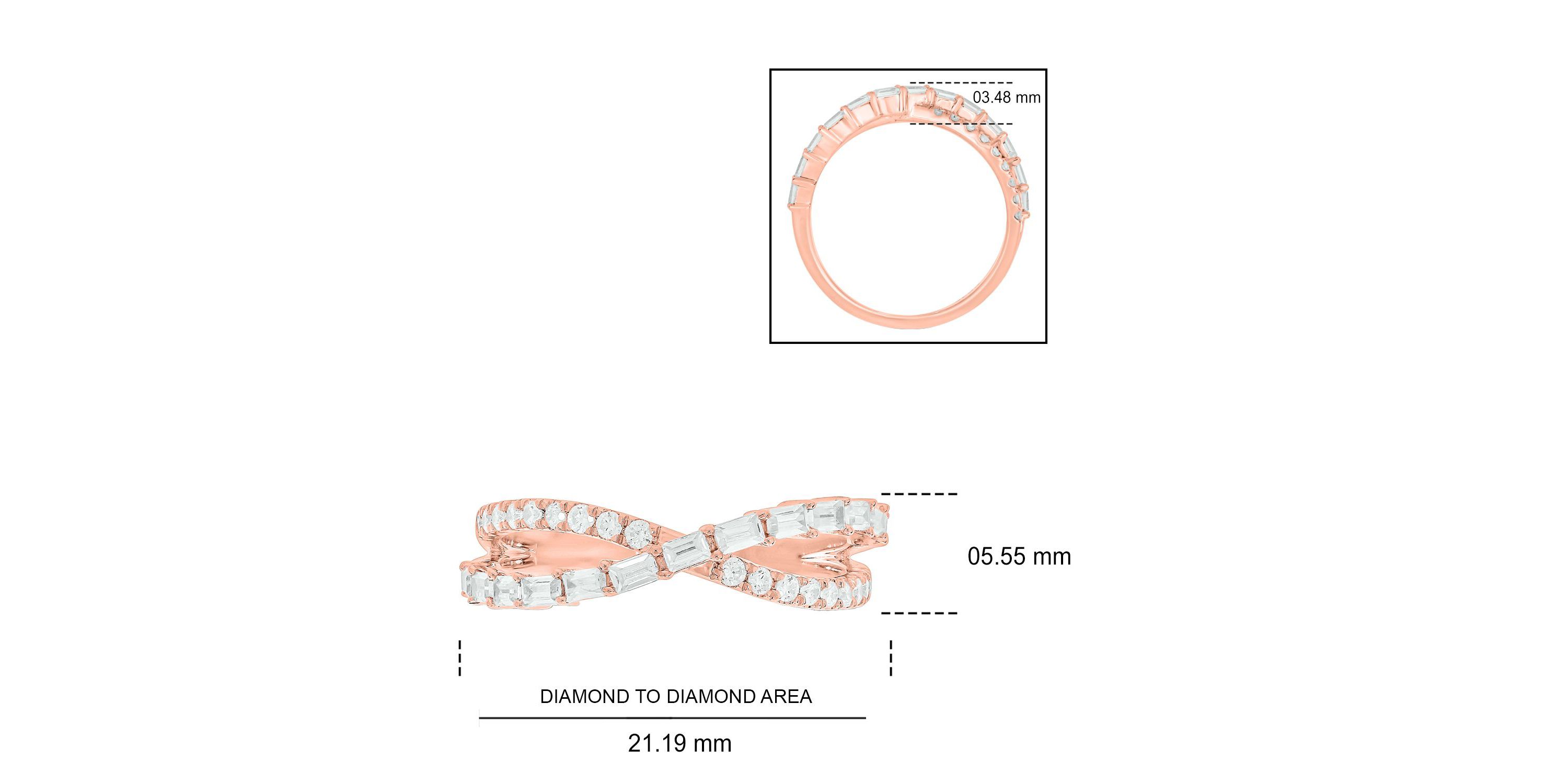 1/2 ct.t.w White Diamond Ciss-Cross Ring in 14K Gold