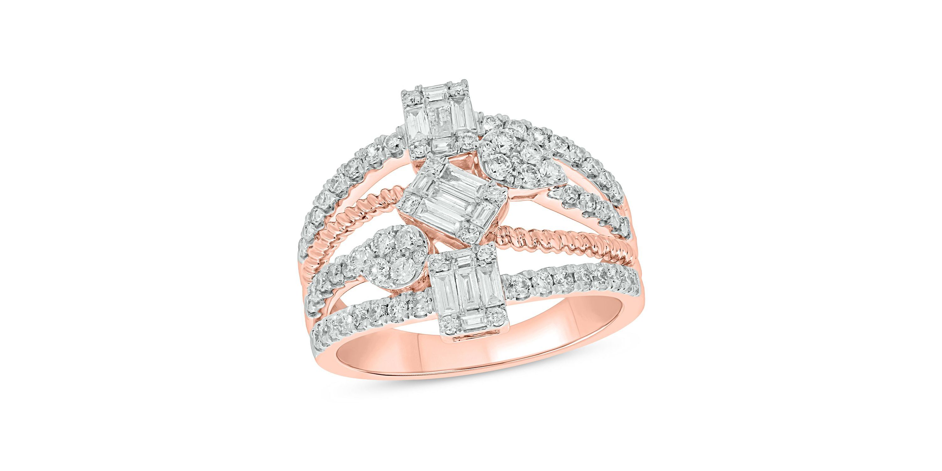 1.0 ct.t.w White Diamond Cocktail 4 Stoned Ring in 14K Gold