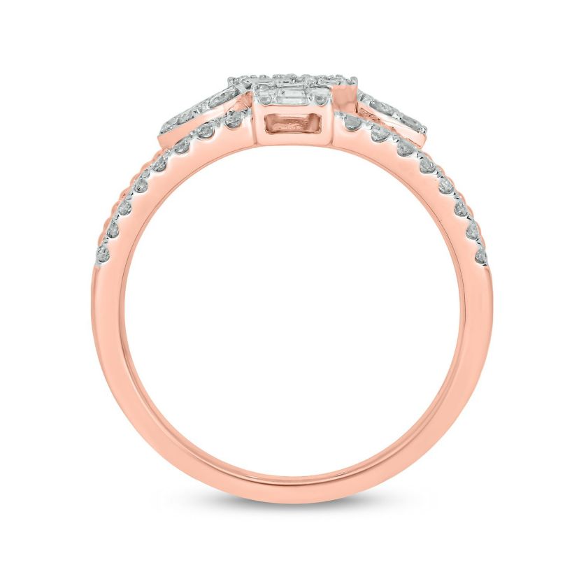 1.0 ct.t.w White Diamond Cocktail 4 Stoned Ring in 14K Gold