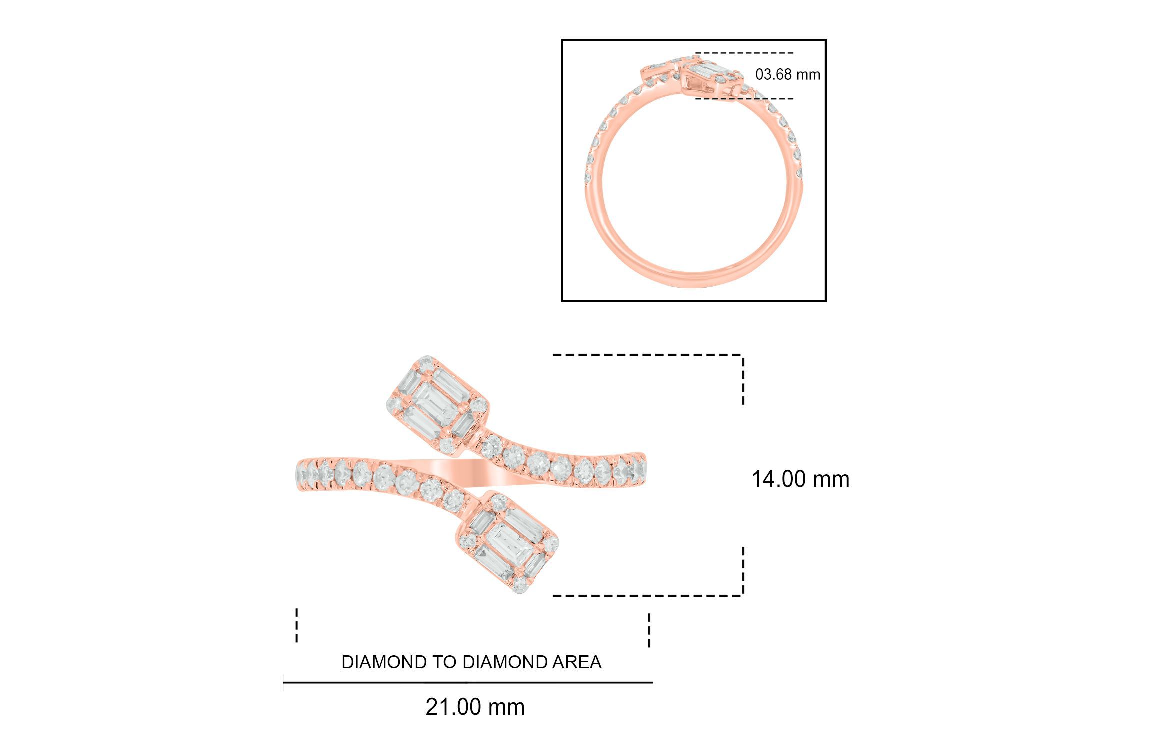1/2 ct.t.w White Diamond Dainty Open Adjustable Ring in 14K Gold