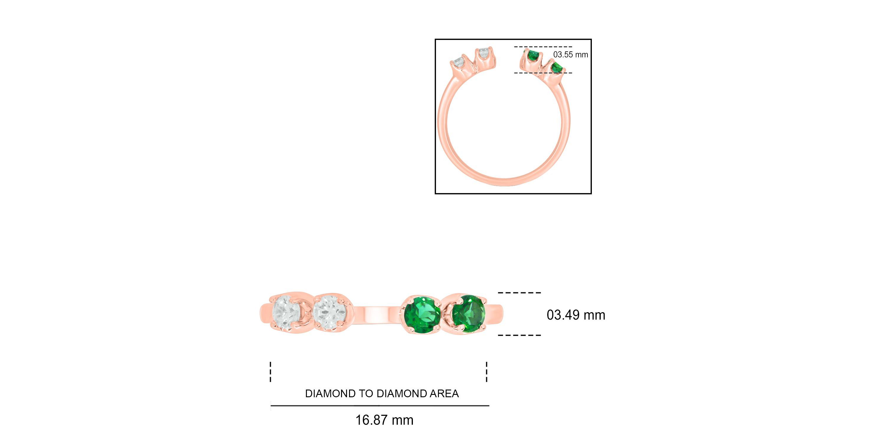 Lab Created 1/6 ct.t.w Diamond & 1/4 ct.t.w Emerald Round Shape Created Color Stone Ring in 10K Gold