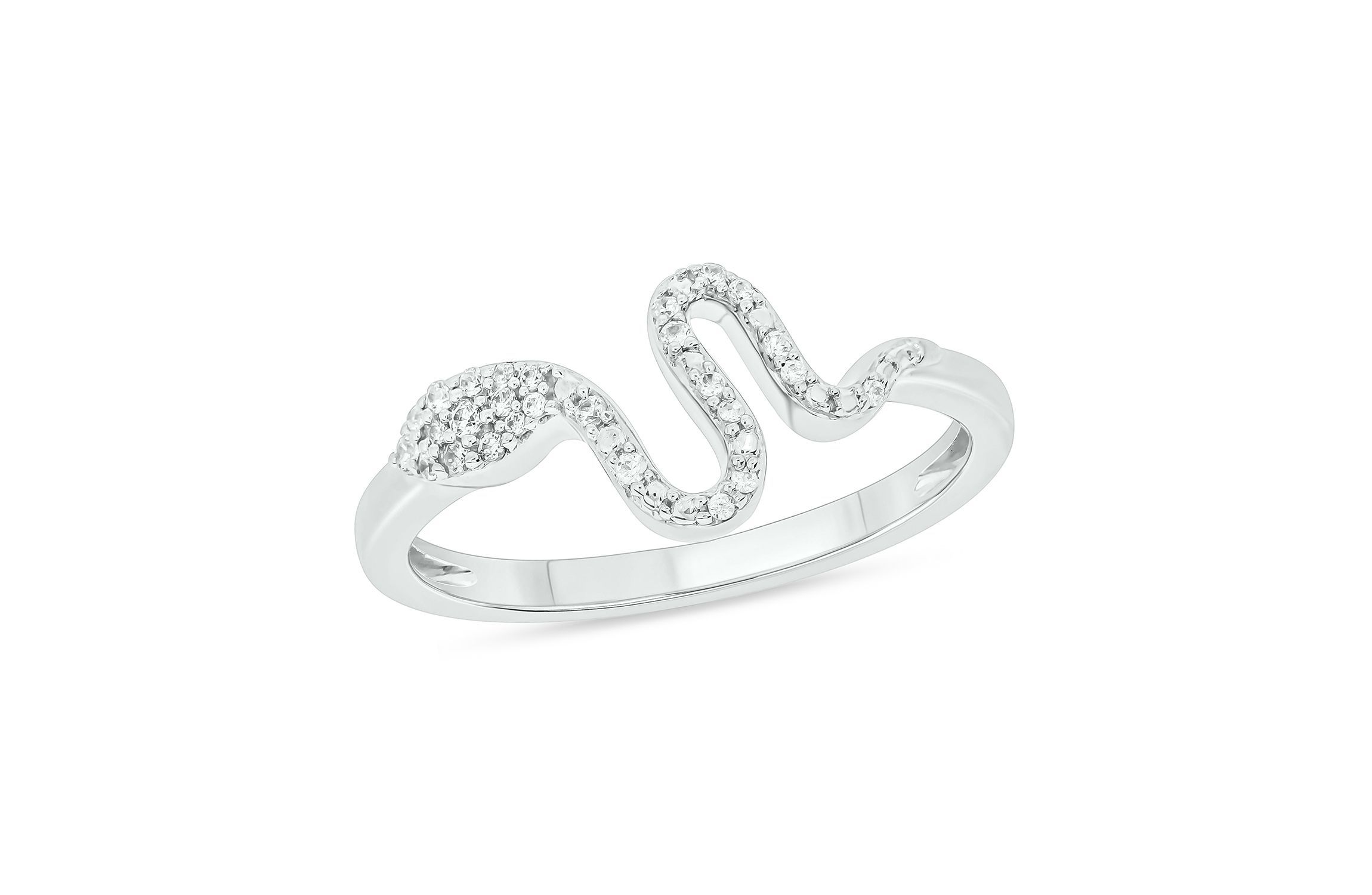 1/10 ct.t.w White Diamond Snake Serpent Ring in Sterling Silver