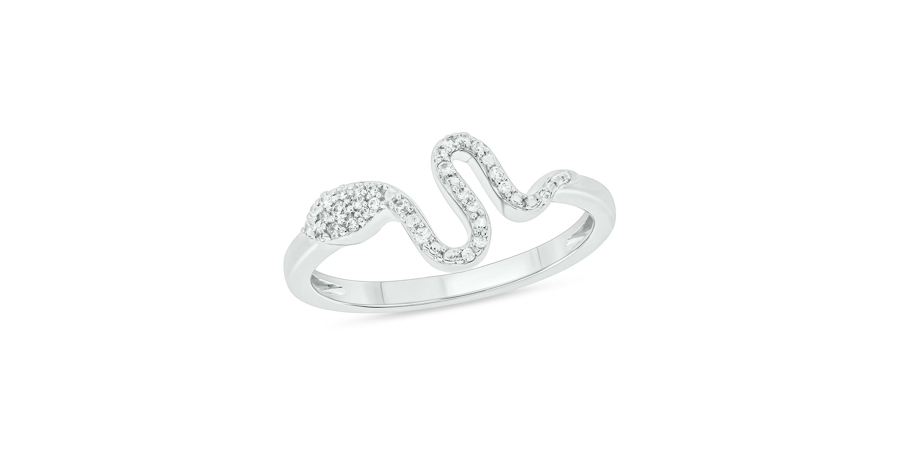 1/10 ct.t.w White Diamond Snake Serpent Ring in Sterling Silver