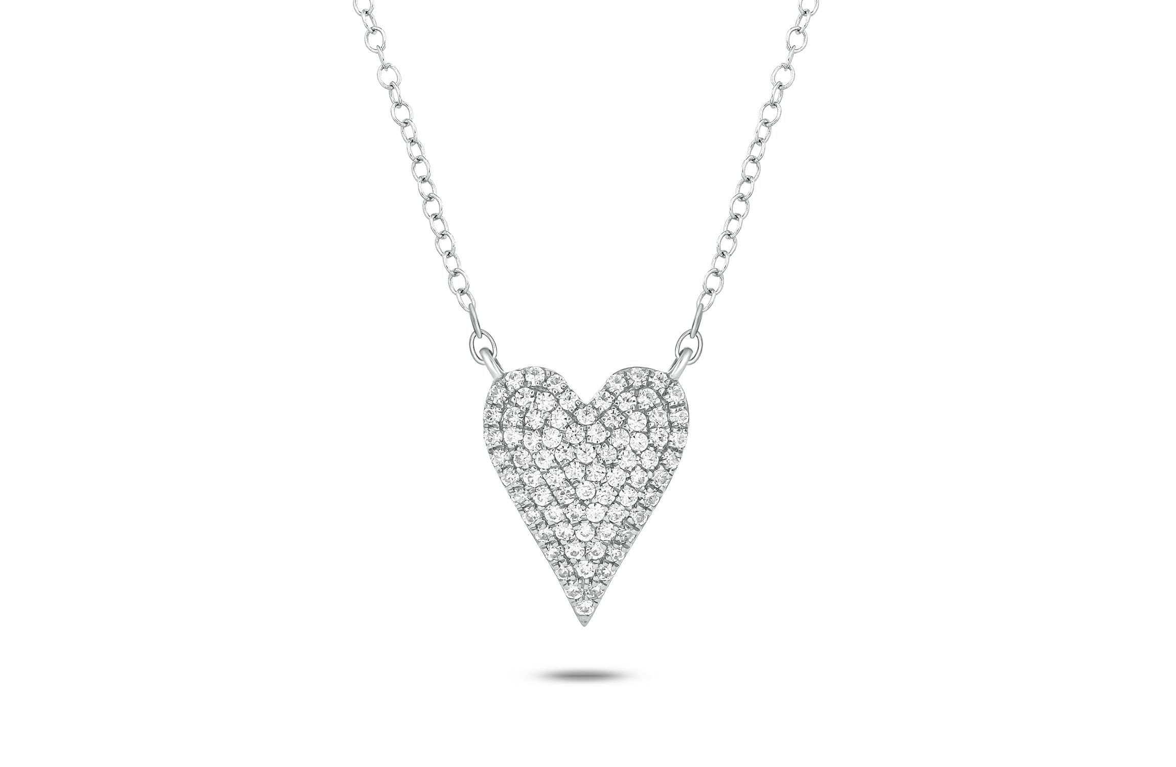 1/4 ct. t.w White Diamond Heart Shape Pendant Necklace in 10K Gold