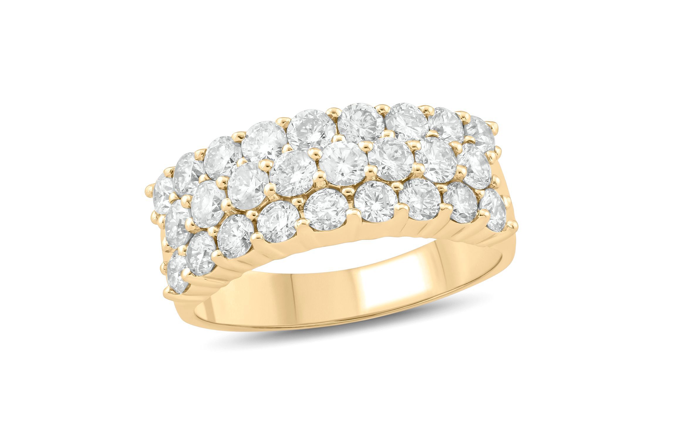 2.0 ct.t.w White Diamond 3 Row Studded Anniversary Ring in 14K Gold