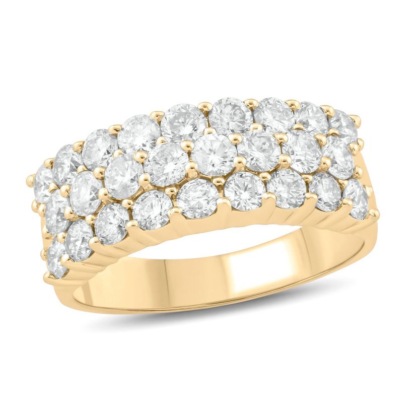 2.0 ct.t.w White Diamond 3 Row Studded Anniversary Ring in 14K Gold