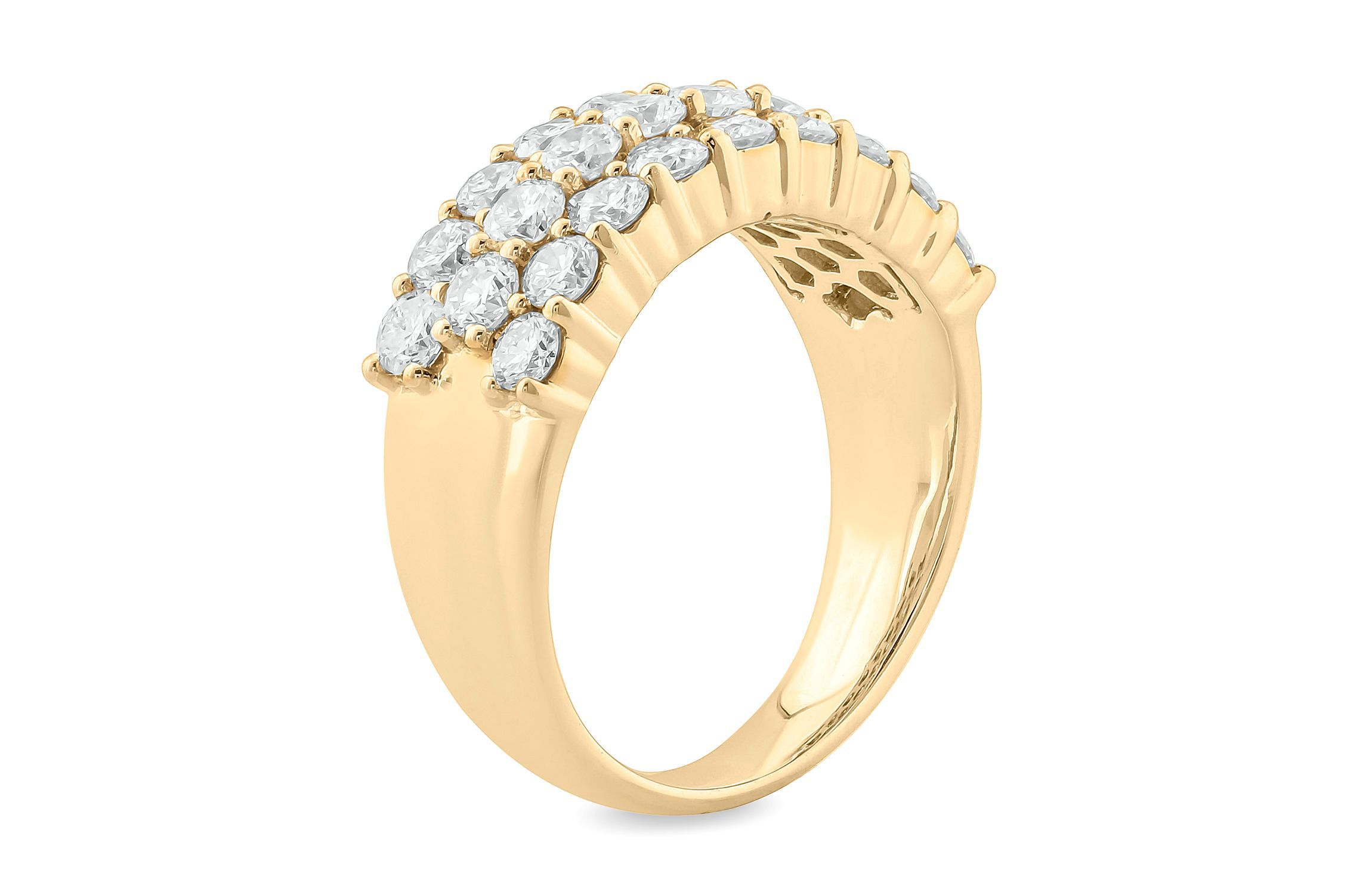 2.0 ct.t.w White Diamond 3 Row Studded Anniversary Ring in 14K Gold