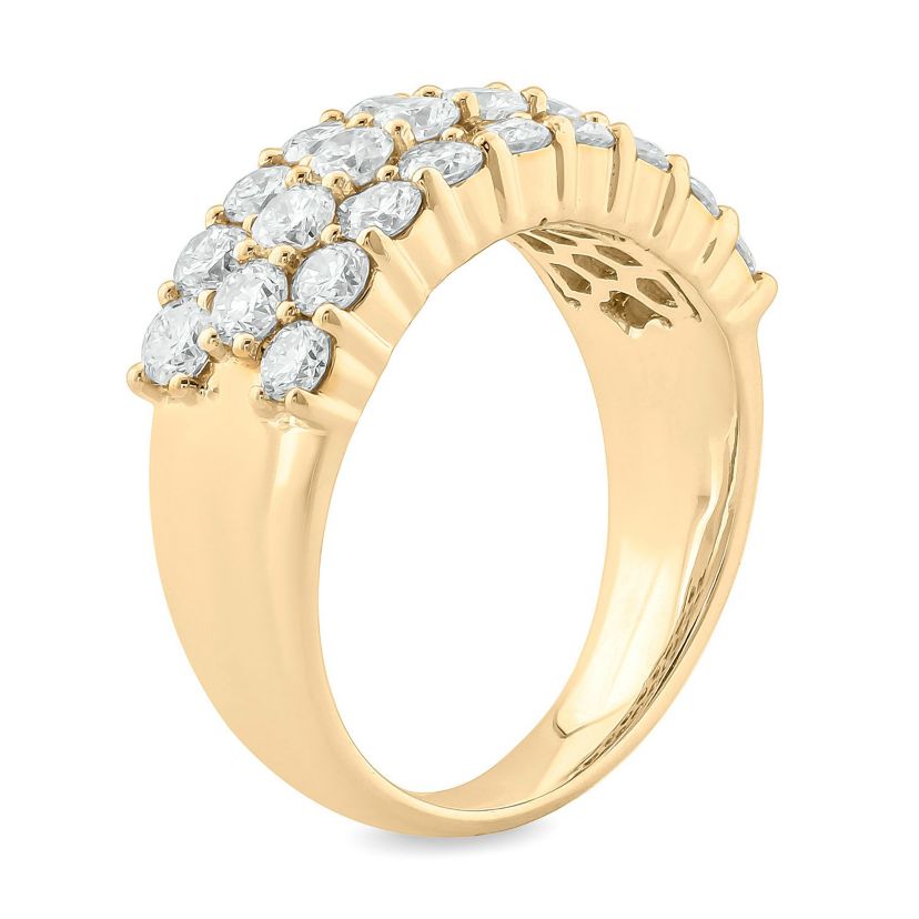 2.0 ct.t.w White Diamond 3 Row Studded Anniversary Ring in 14K Gold
